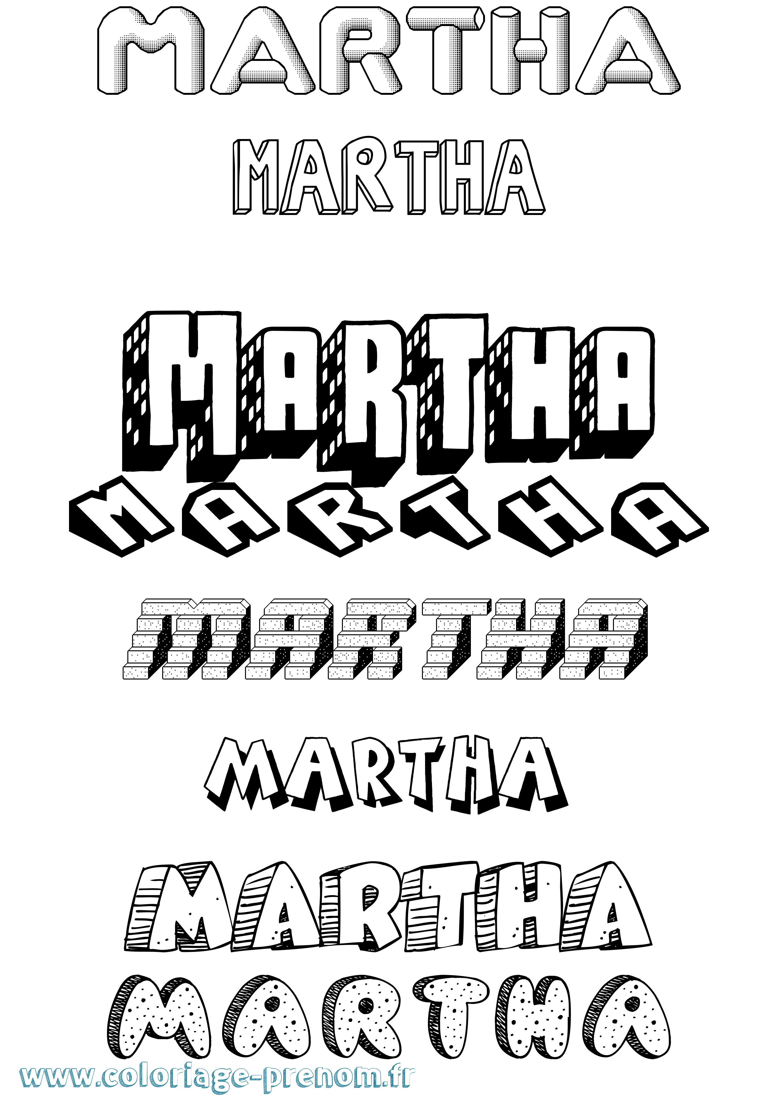 Coloriage Martha Effet 3D Coloriage prénom Martha Effet 3D