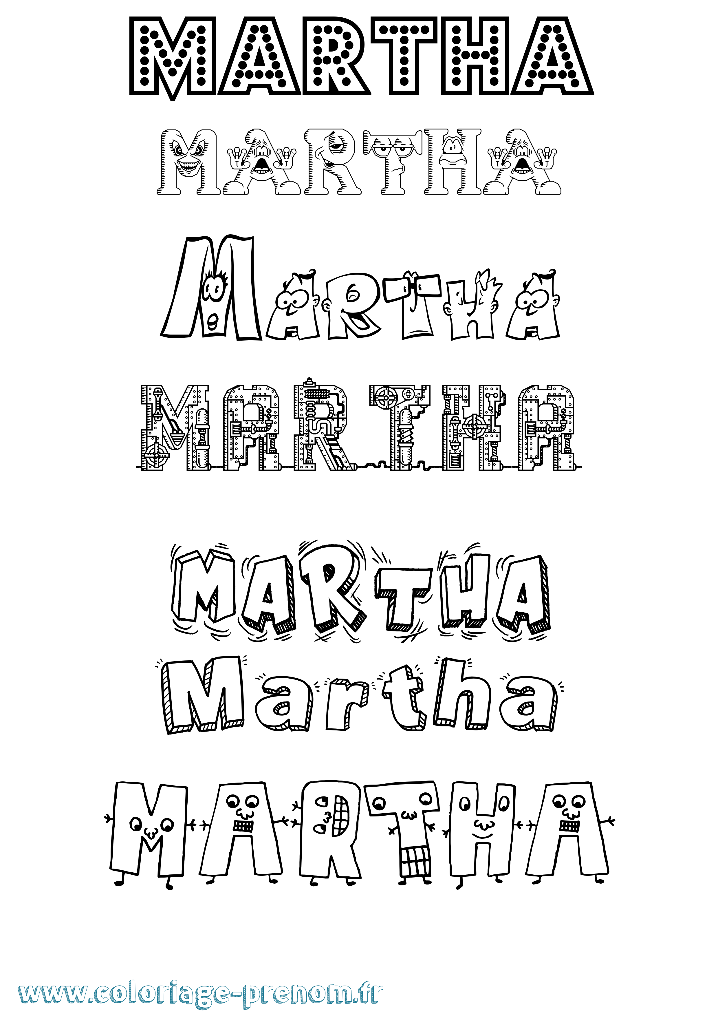 Coloriage Martha Fun Coloriage prénom Martha Fun