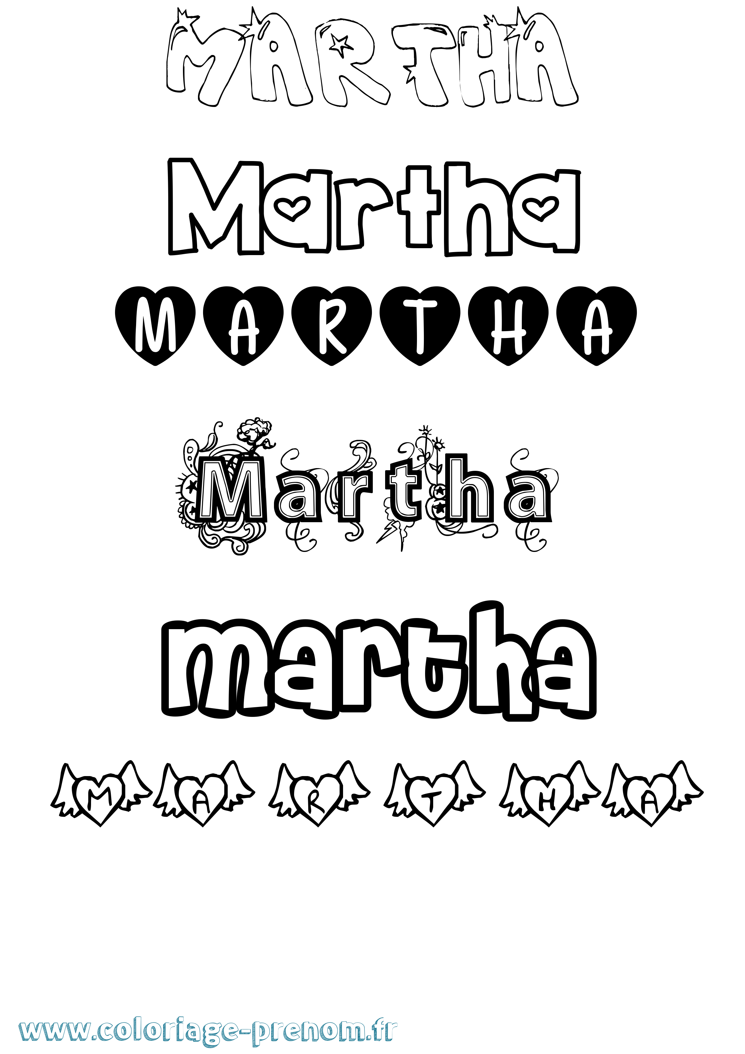 Coloriage Martha Girly Coloriage prénom Martha Girly