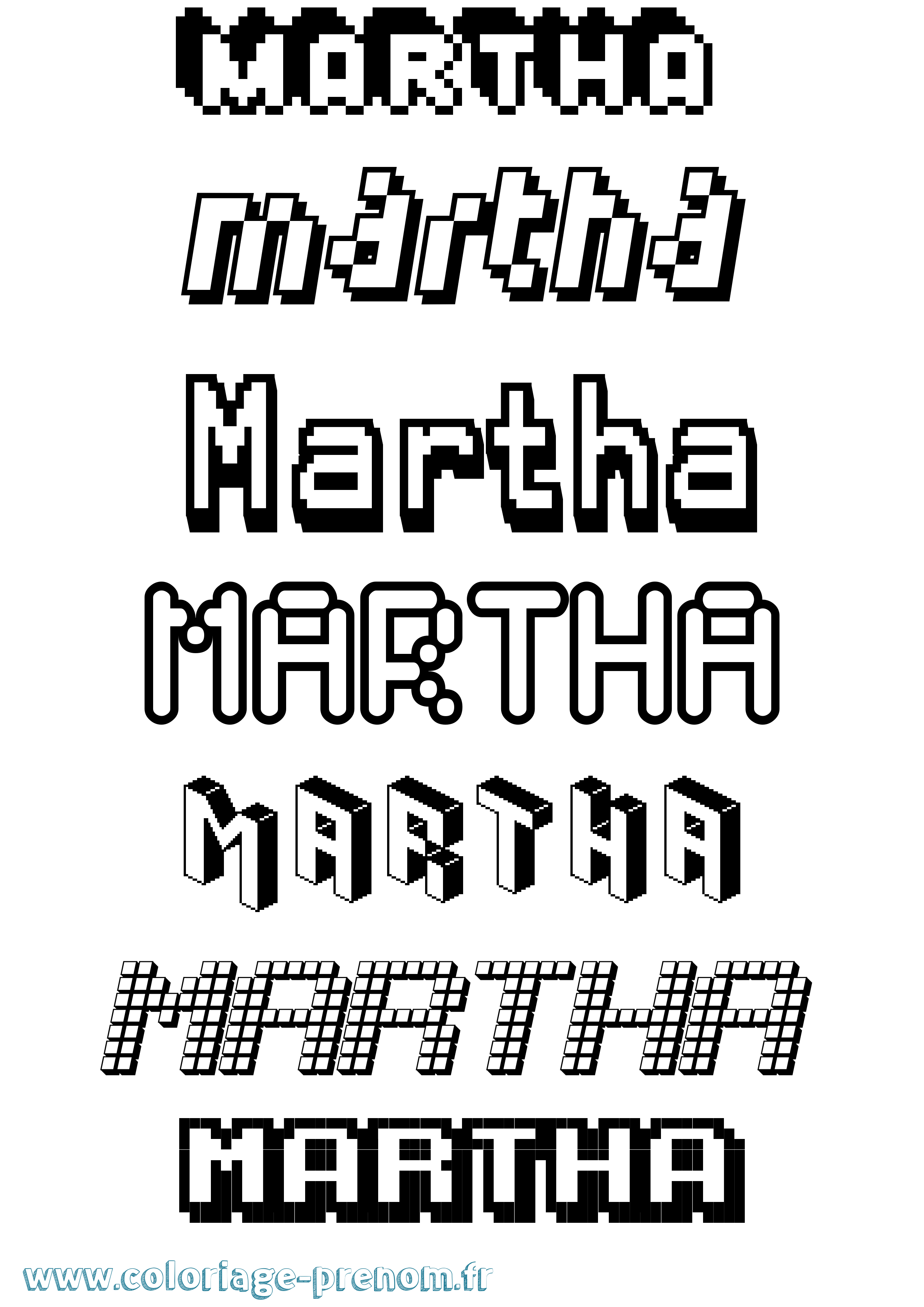 Coloriage Martha Pixel Coloriage prénom Martha Pixel