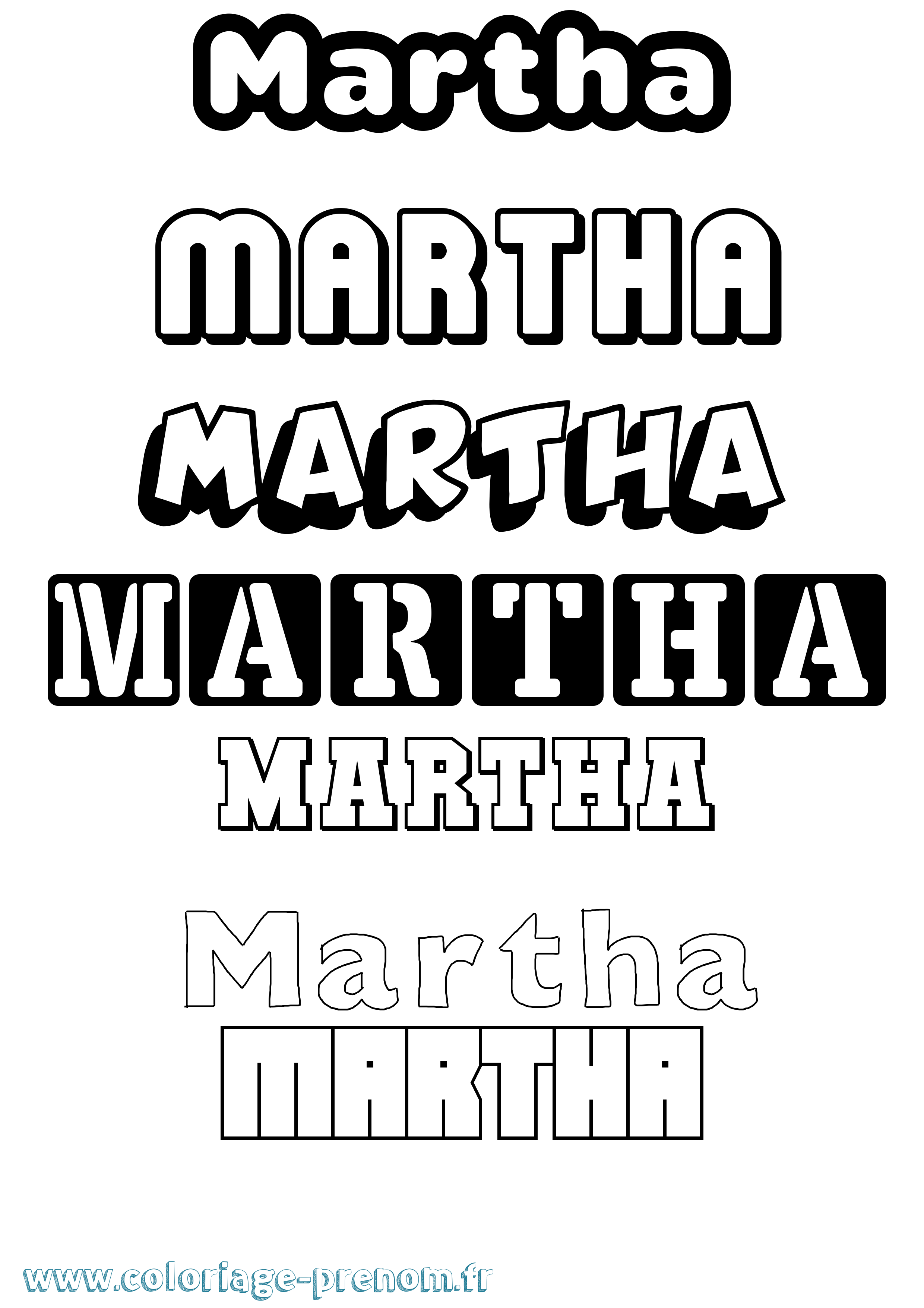 Coloriage Martha Simple Coloriage prénom Martha Simple