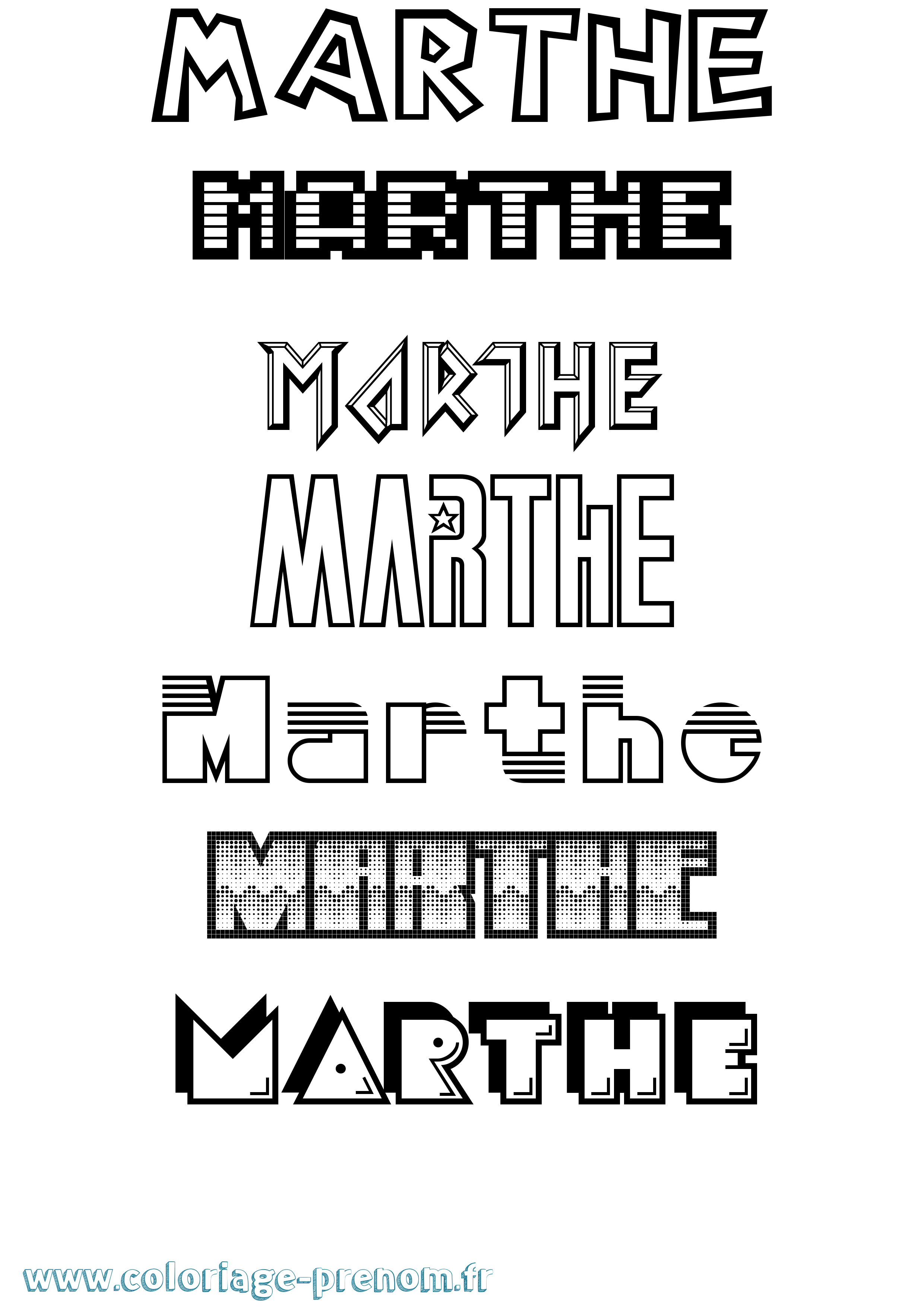 Coloriage prénom Marthe