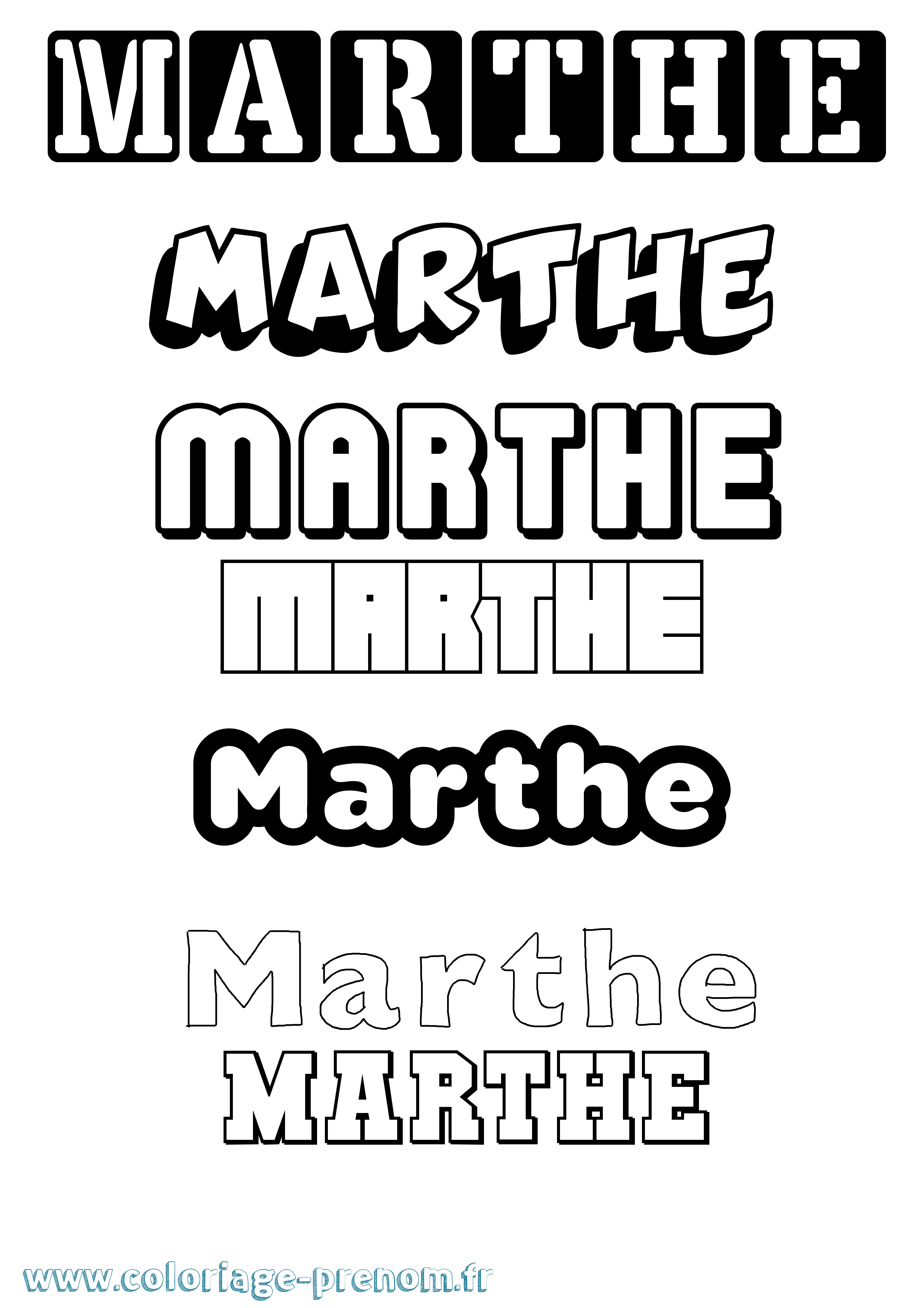 Coloriage prénom Marthe