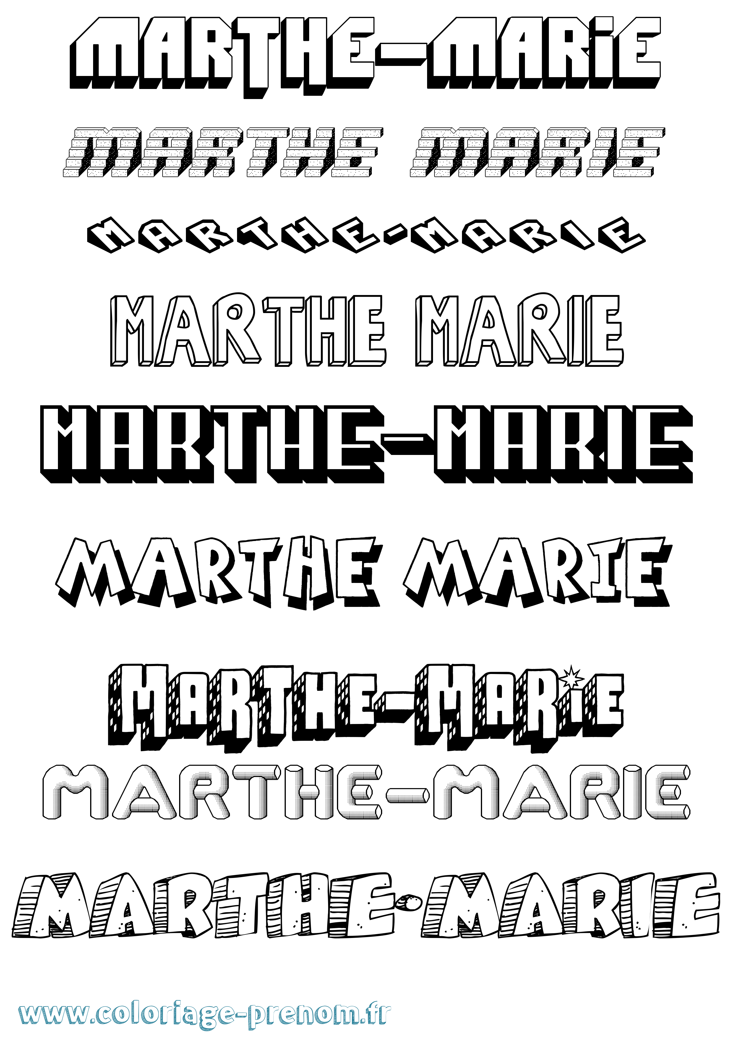 Coloriage prénom Marthe-Marie Effet 3D