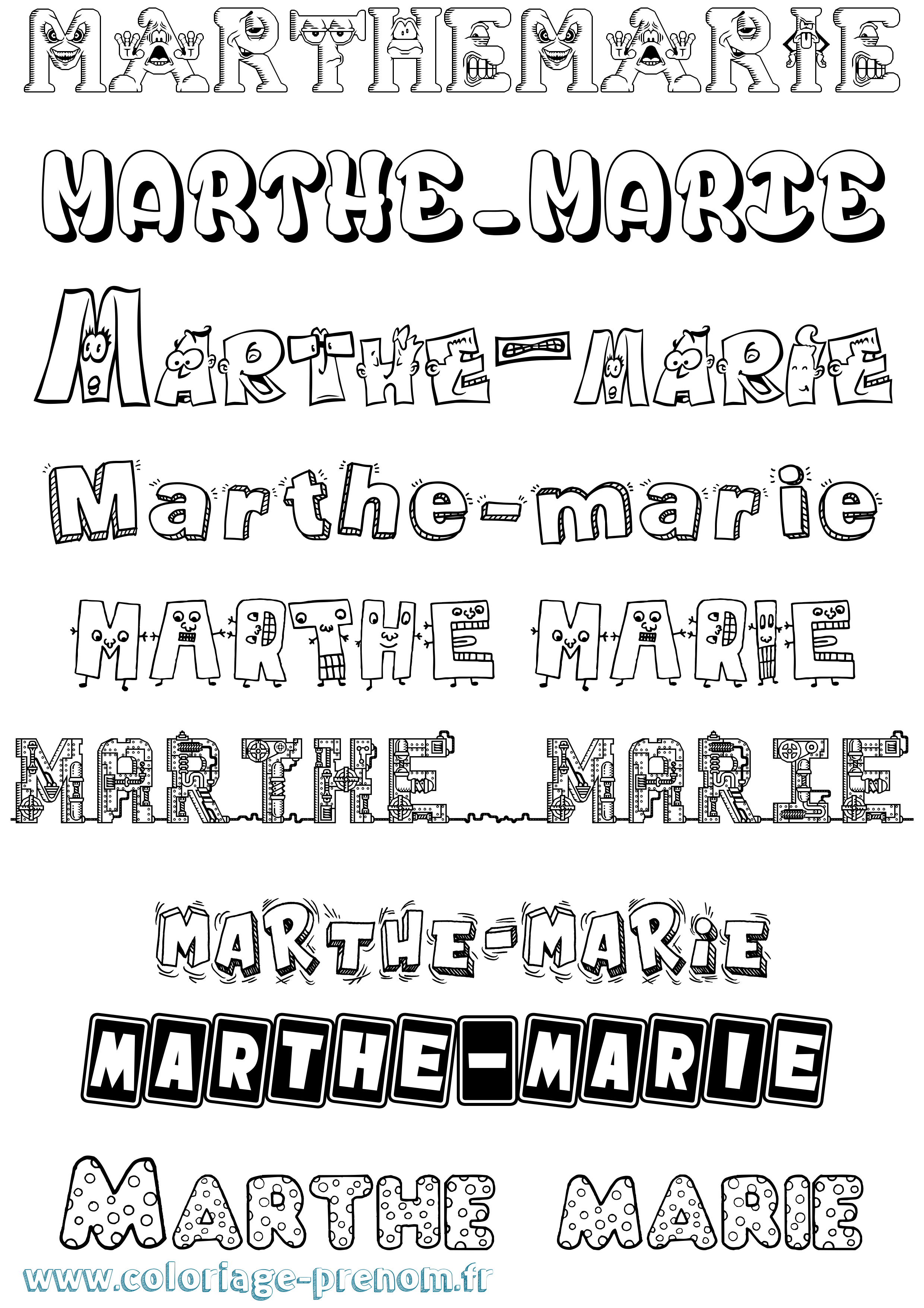 Coloriage prénom Marthe-Marie Fun