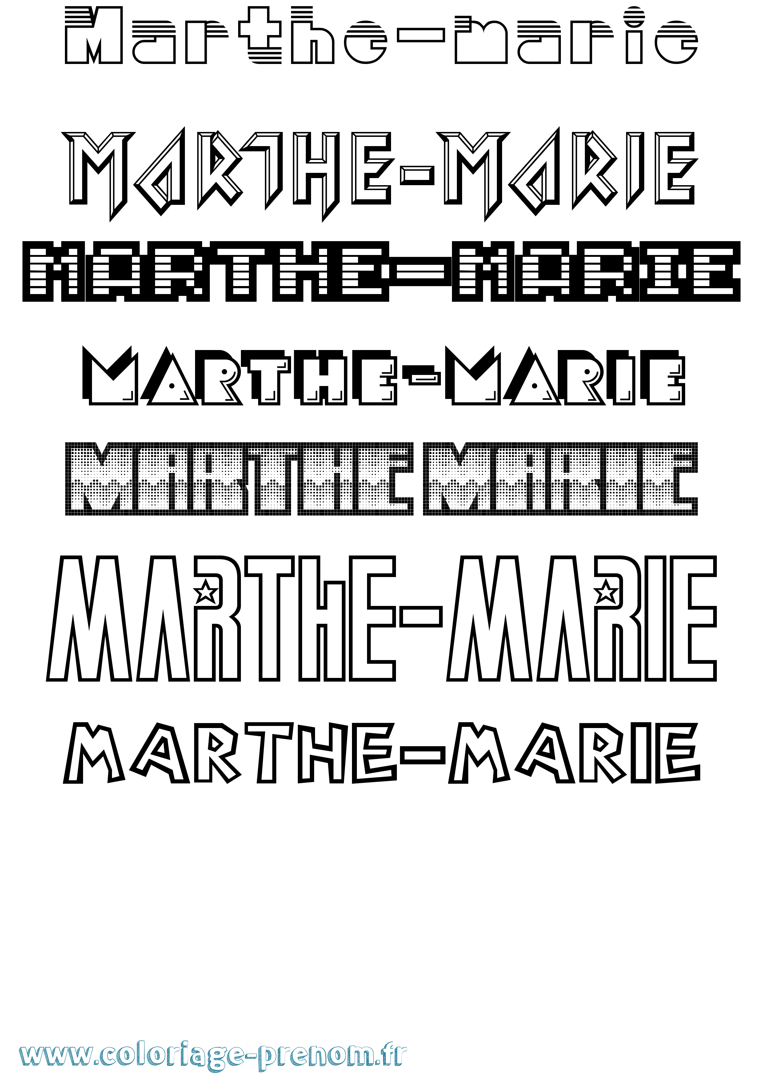 Coloriage prénom Marthe-Marie Jeux Vidéos