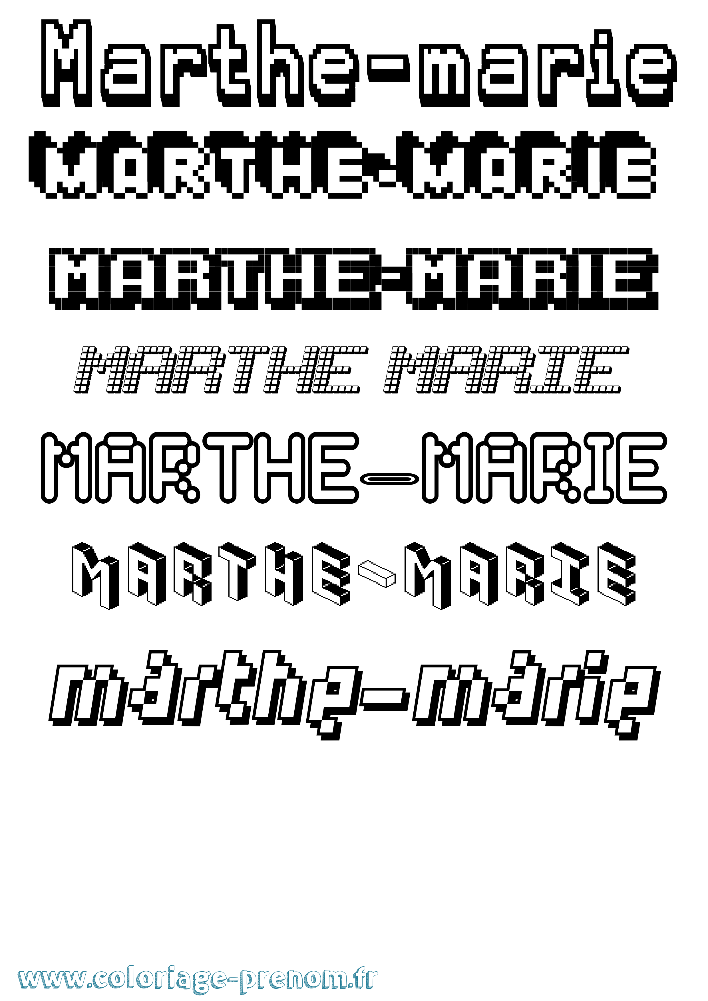 Coloriage prénom Marthe-Marie Pixel