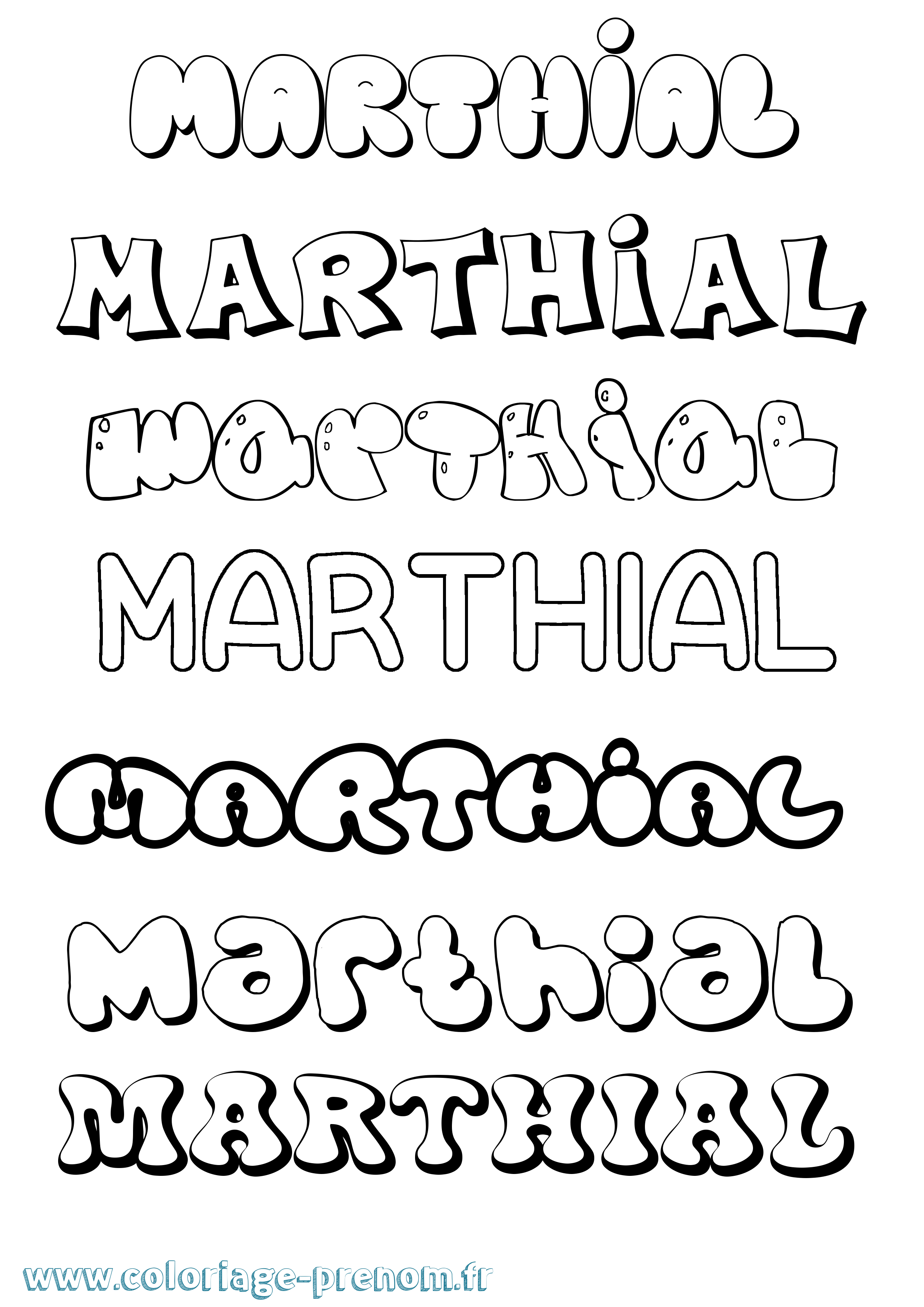 Coloriage prénom Marthial Bubble