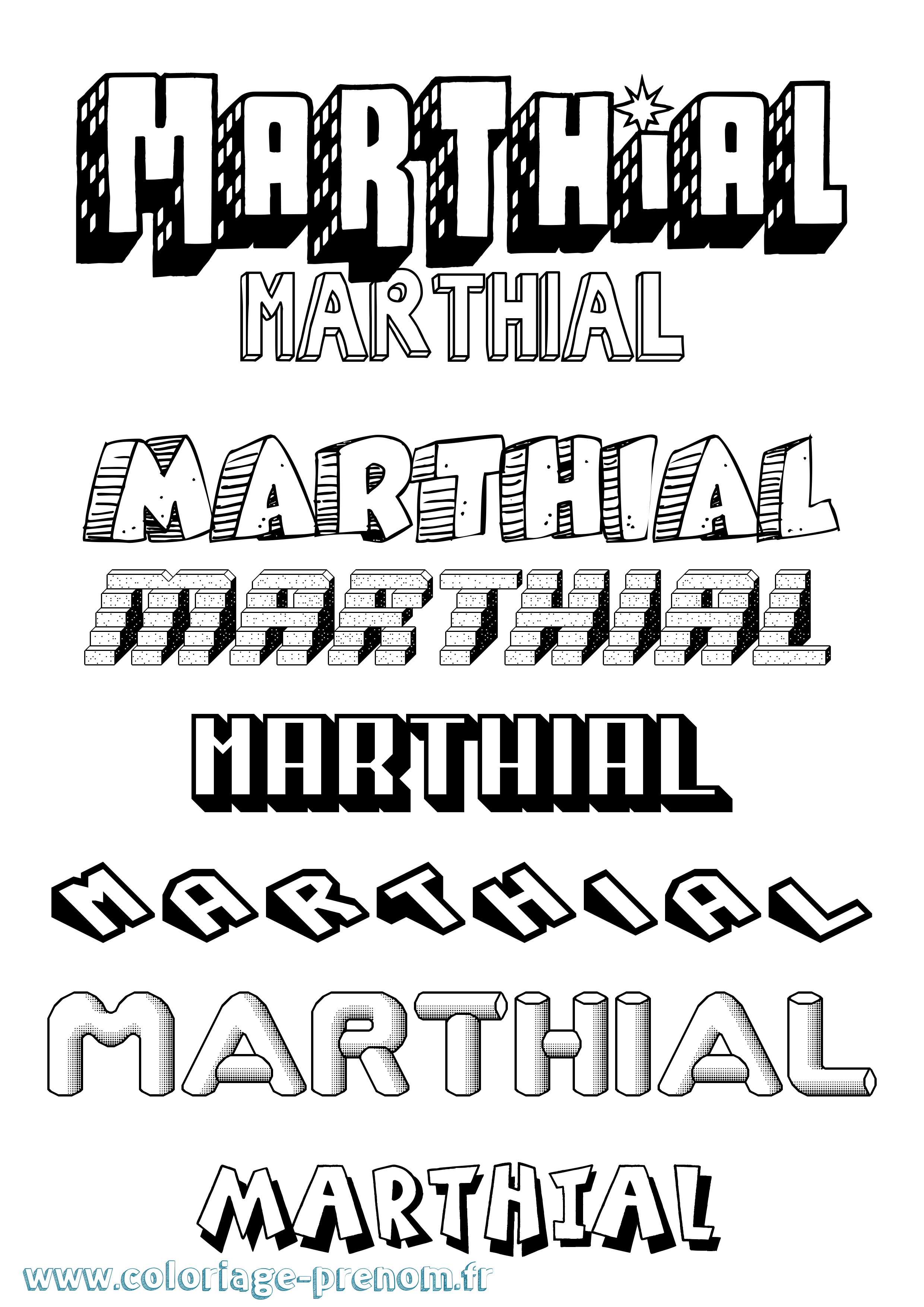 Coloriage prénom Marthial Effet 3D
