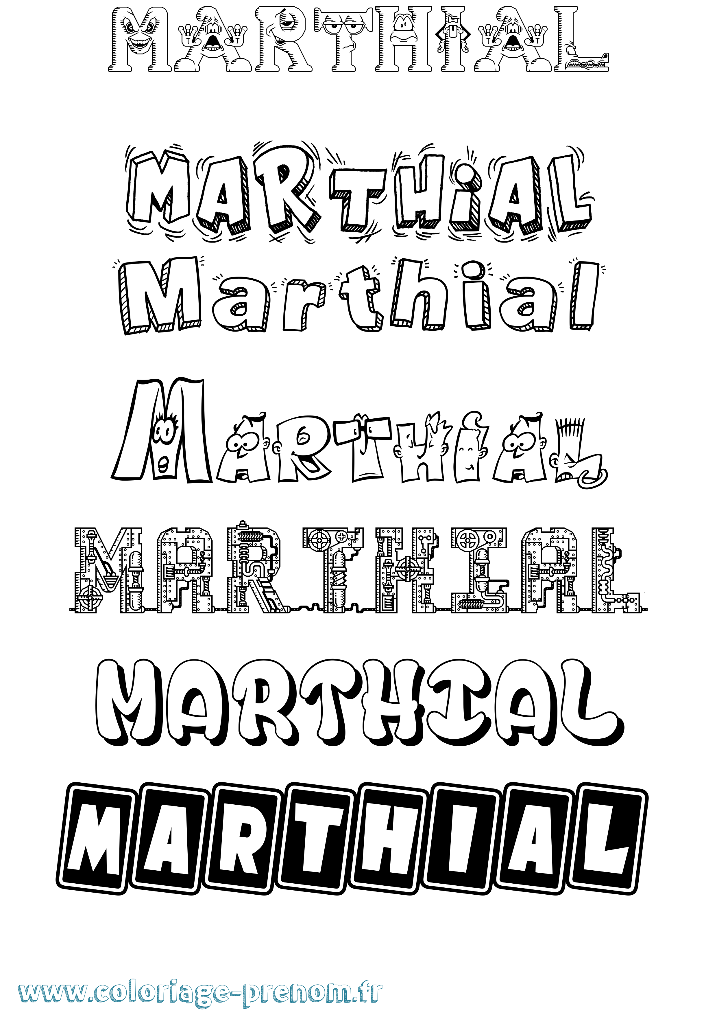 Coloriage prénom Marthial Fun