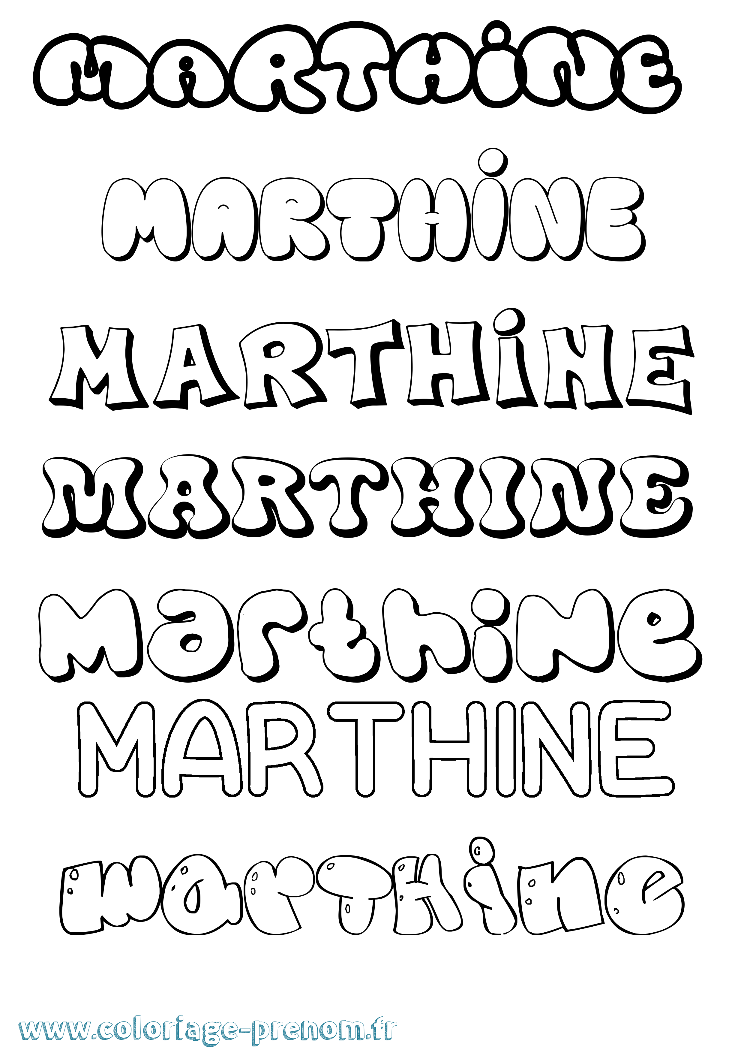Coloriage Marthine Bubble Coloriage prénom Marthine Bubble