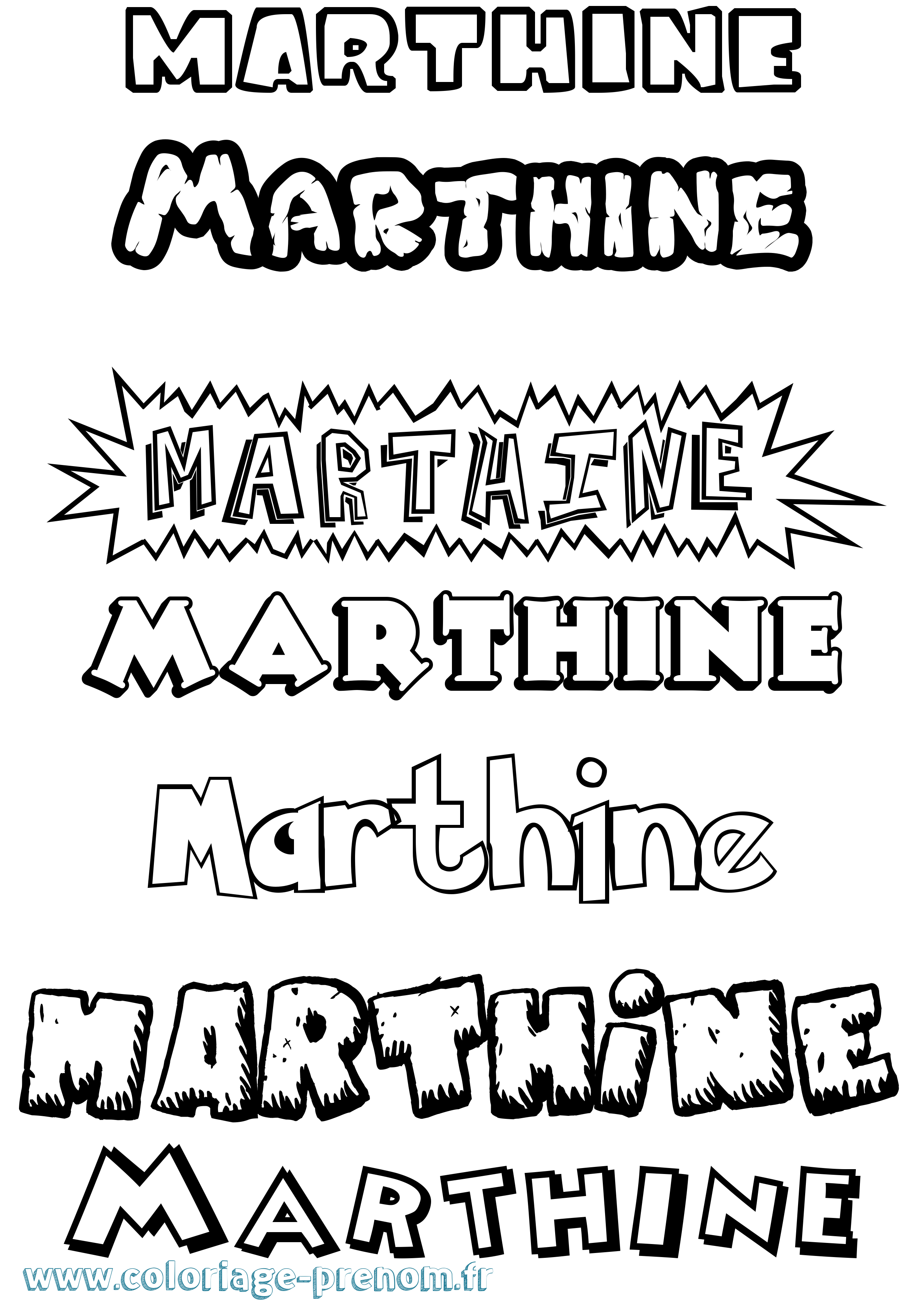 Coloriage prénom Marthine Dessin Animé