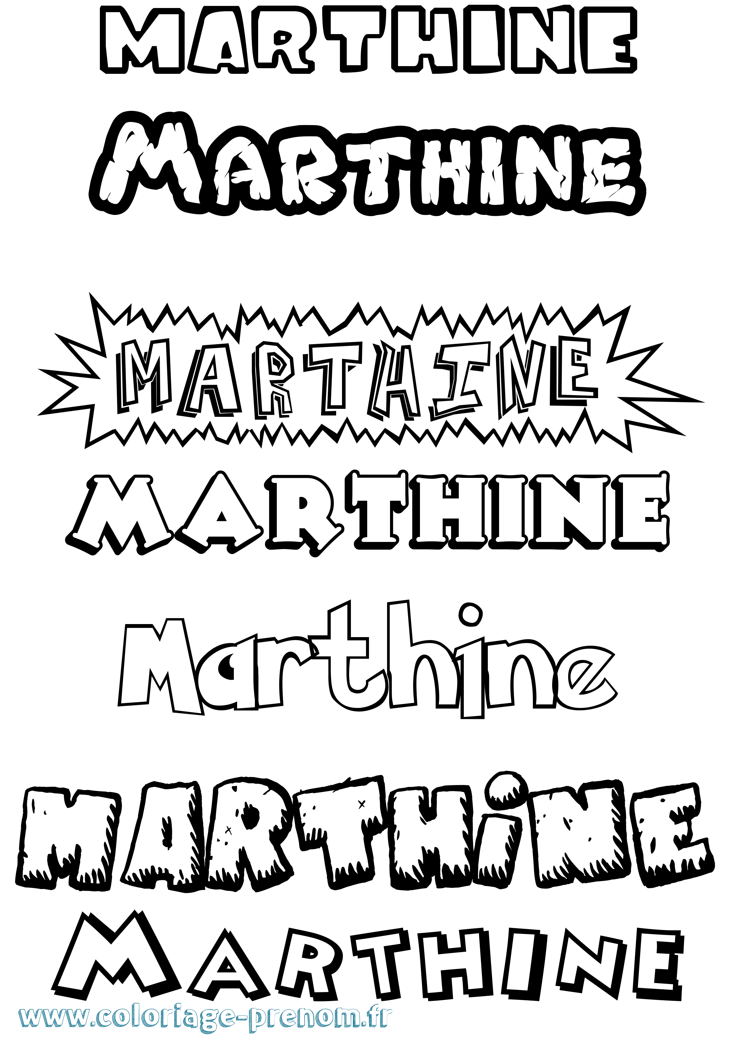 Coloriage Marthine Dessin Animé Coloriage prénom Marthine Dessin Animé