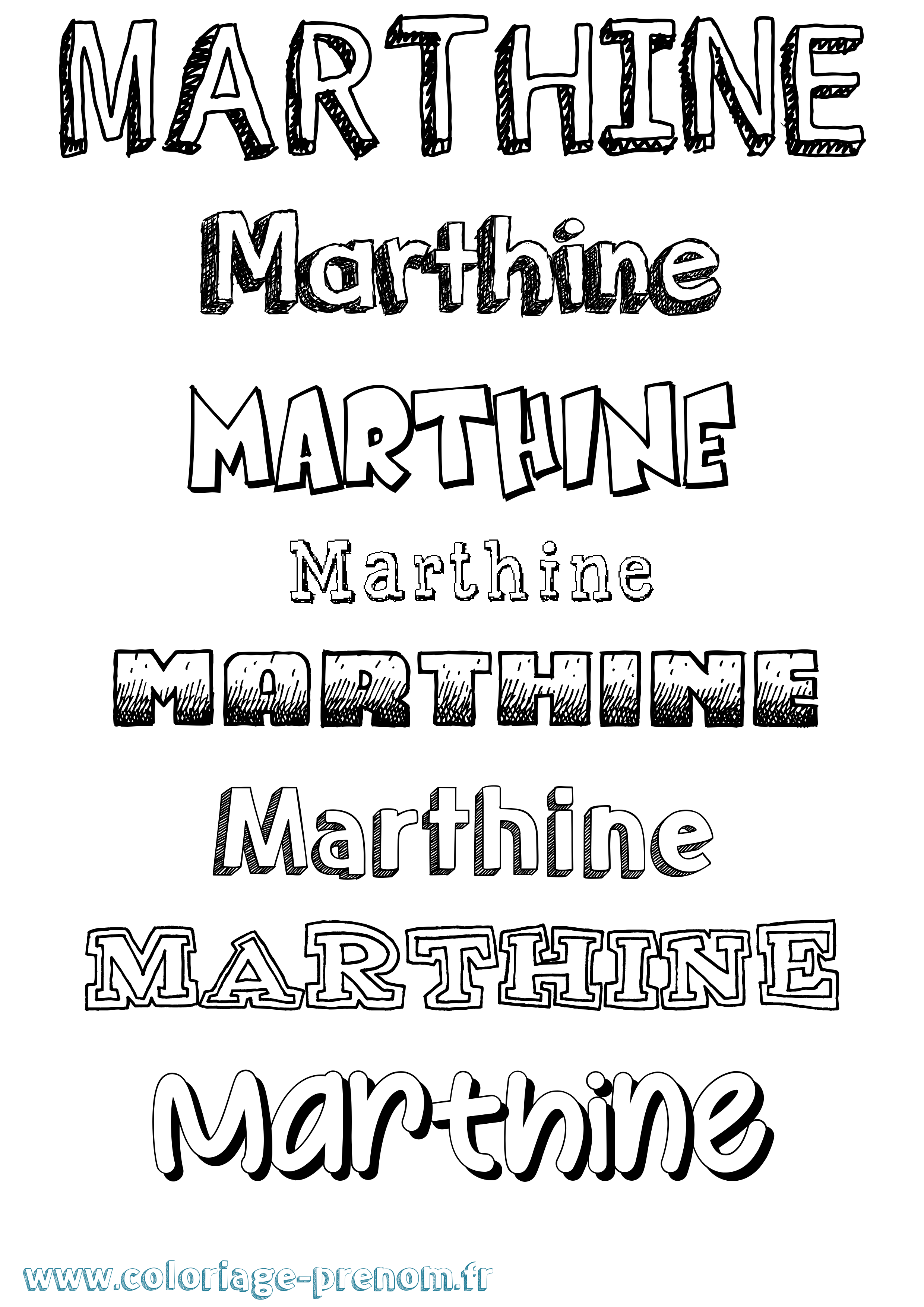 Coloriage Marthine Dessiné Coloriage prénom Marthine Dessiné