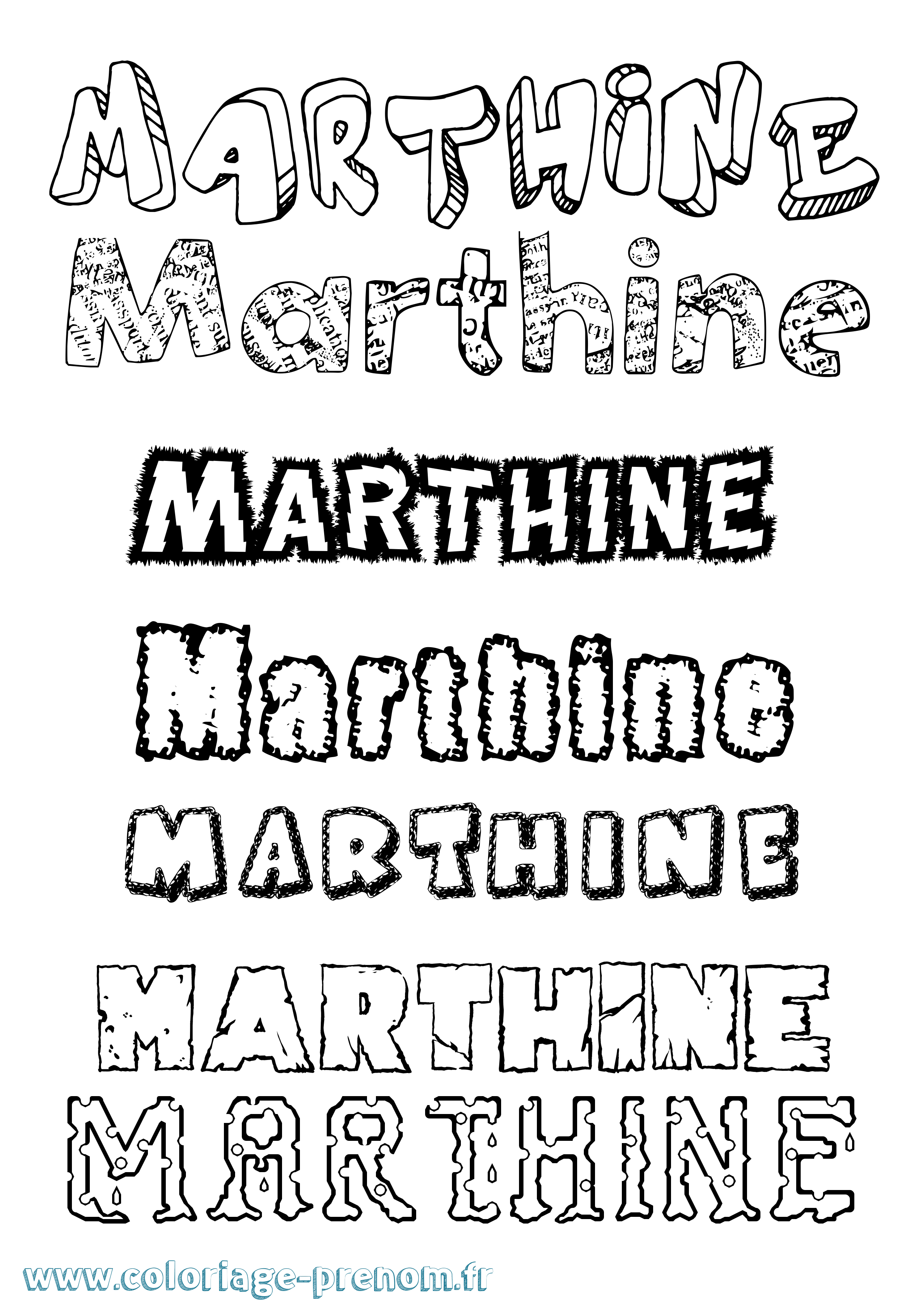 Coloriage prénom Marthine Destructuré