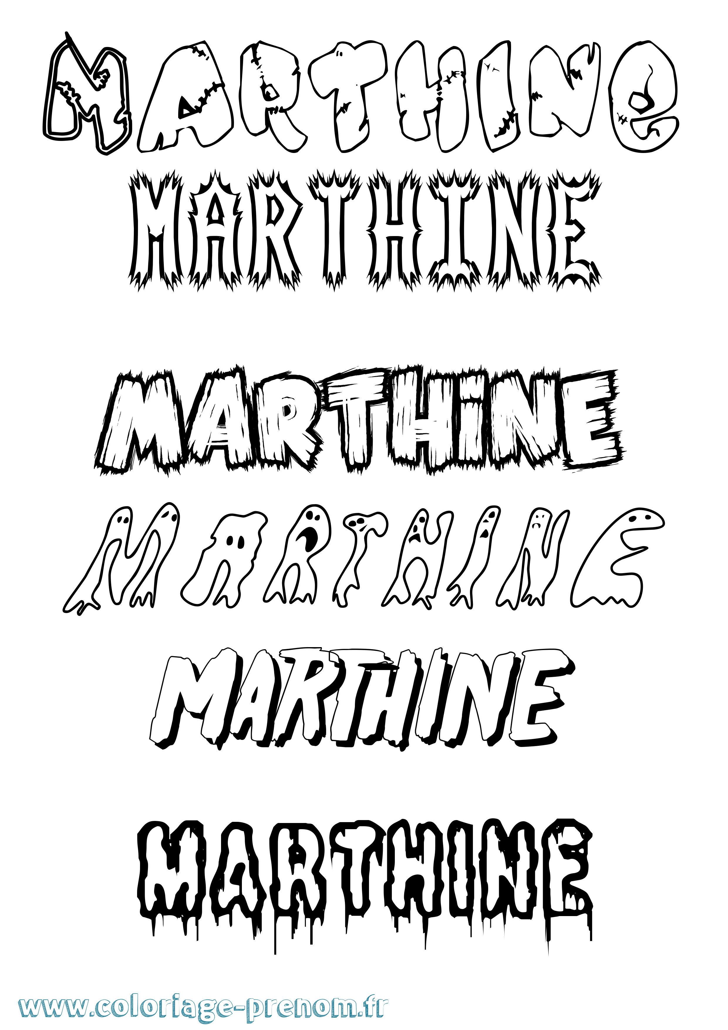 Coloriage prénom Marthine Frisson