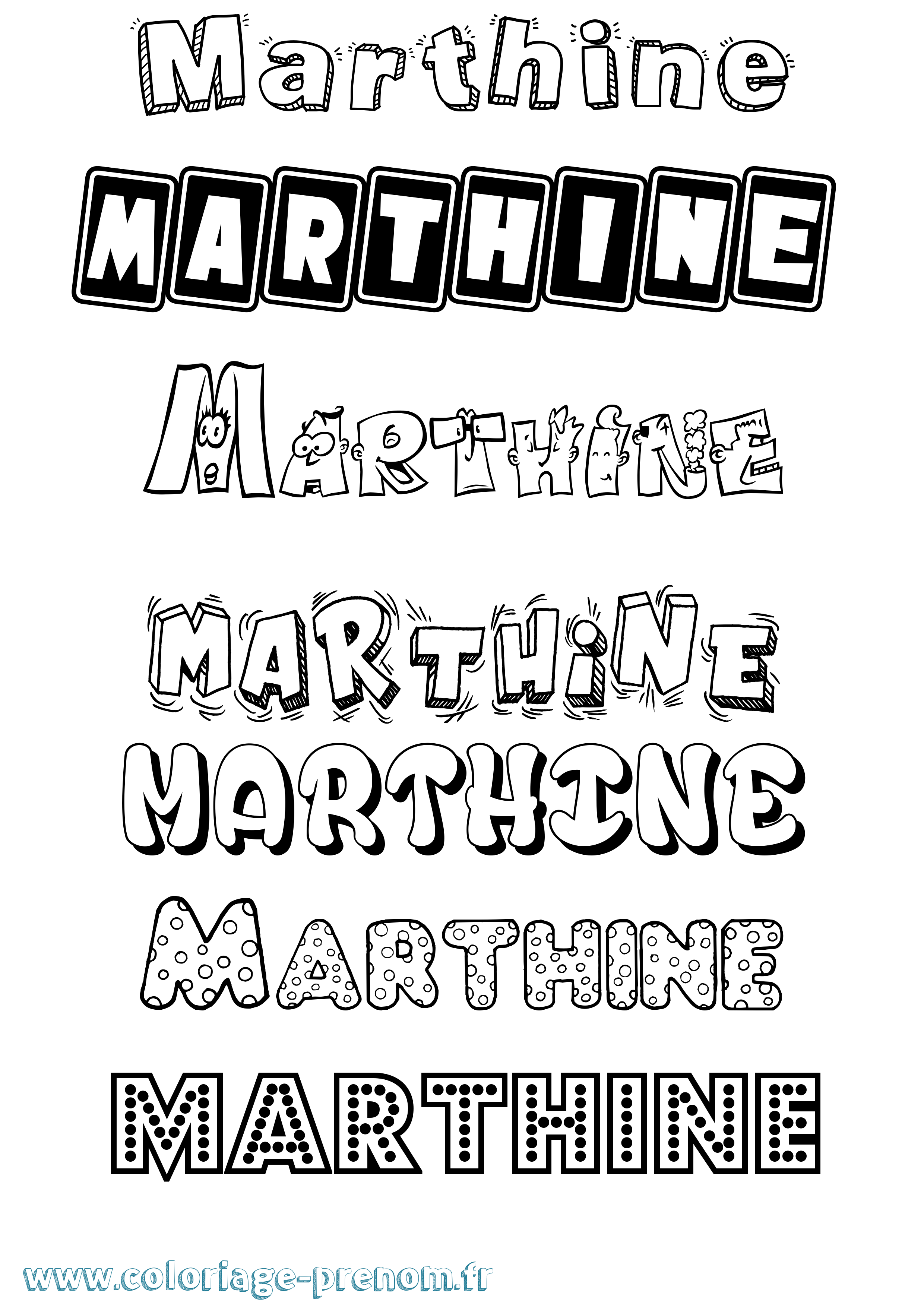 Coloriage prénom Marthine Fun