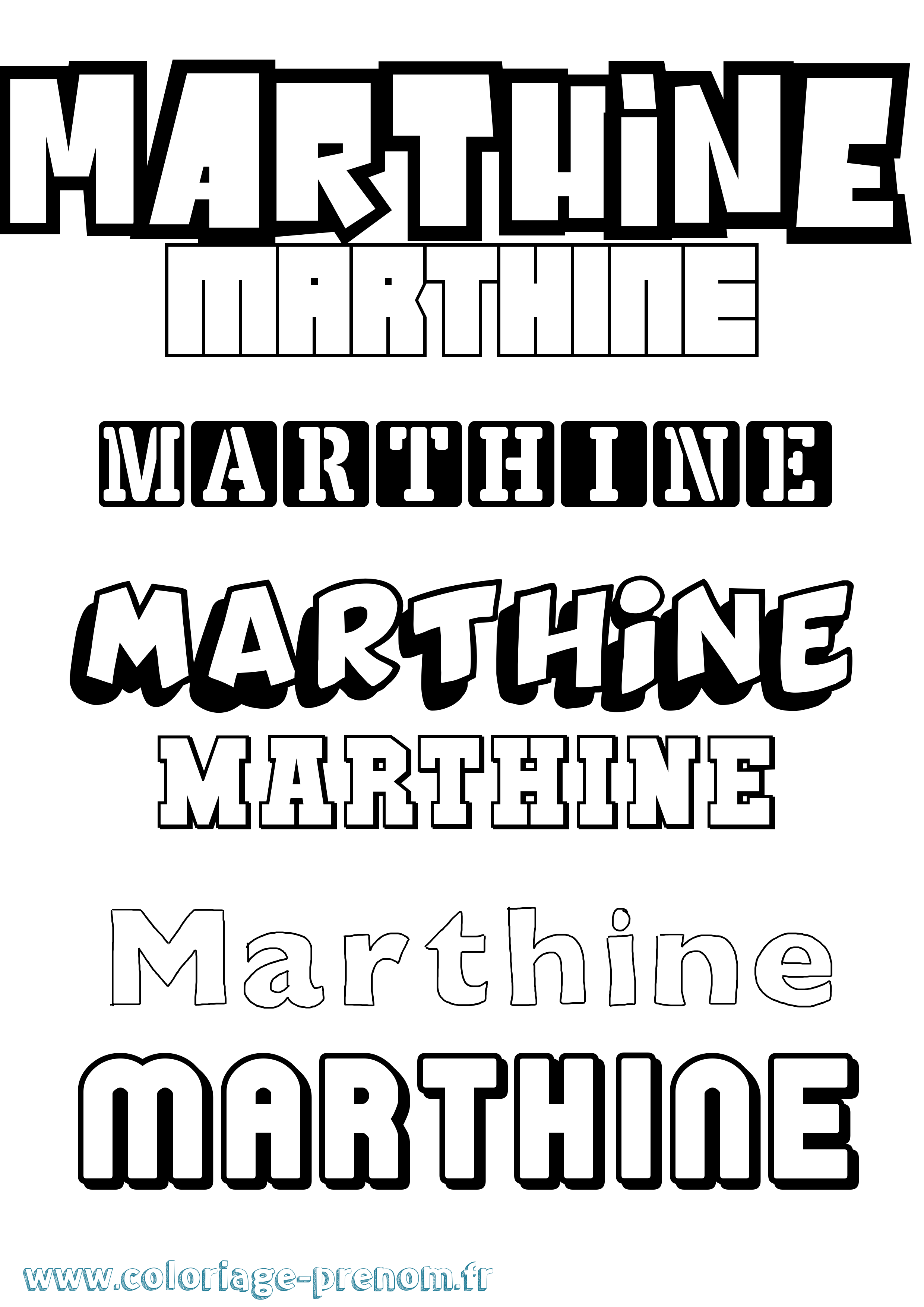 Coloriage prénom Marthine Simple