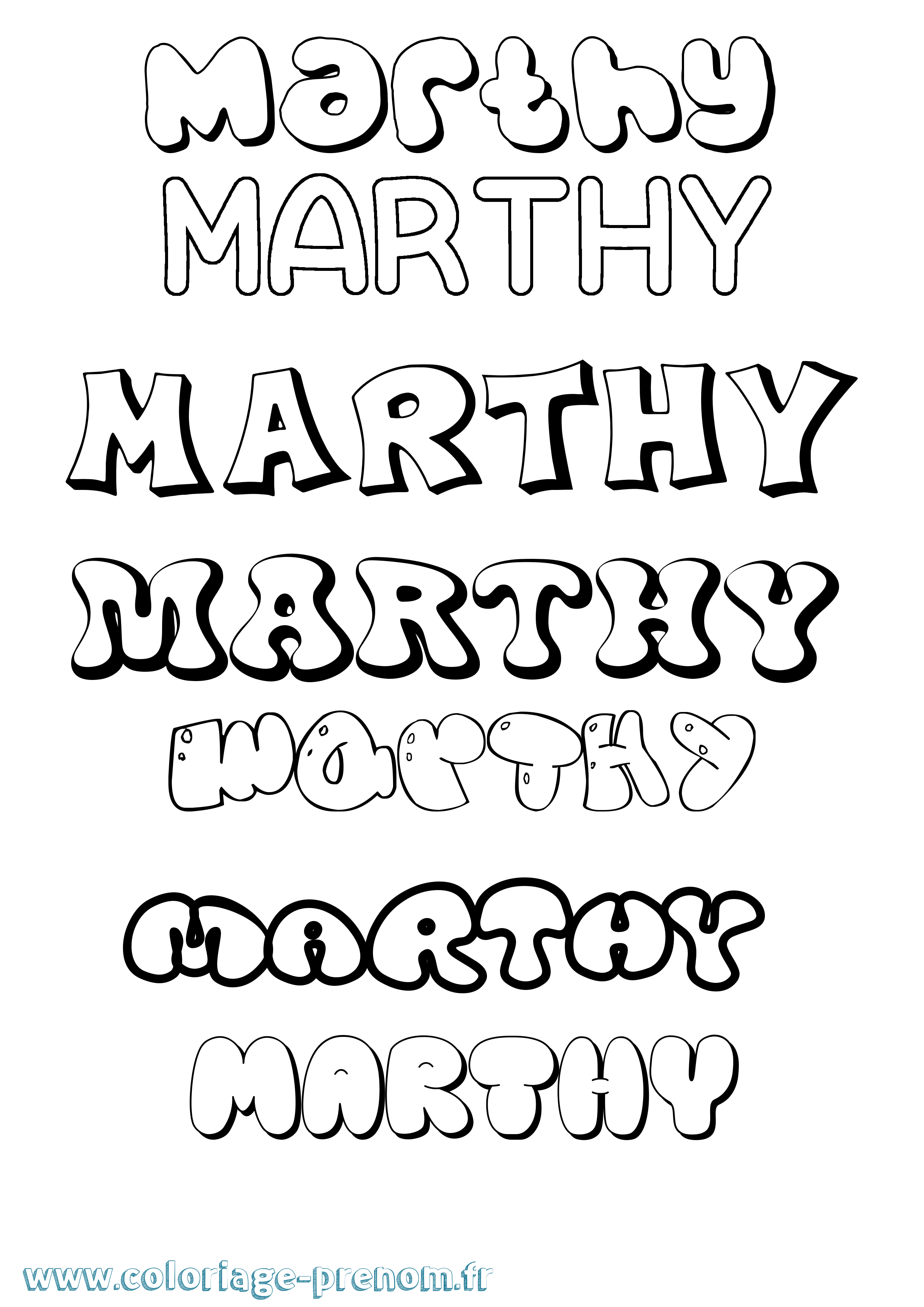 Coloriage Marthy Bubble Coloriage prénom Marthy Bubble