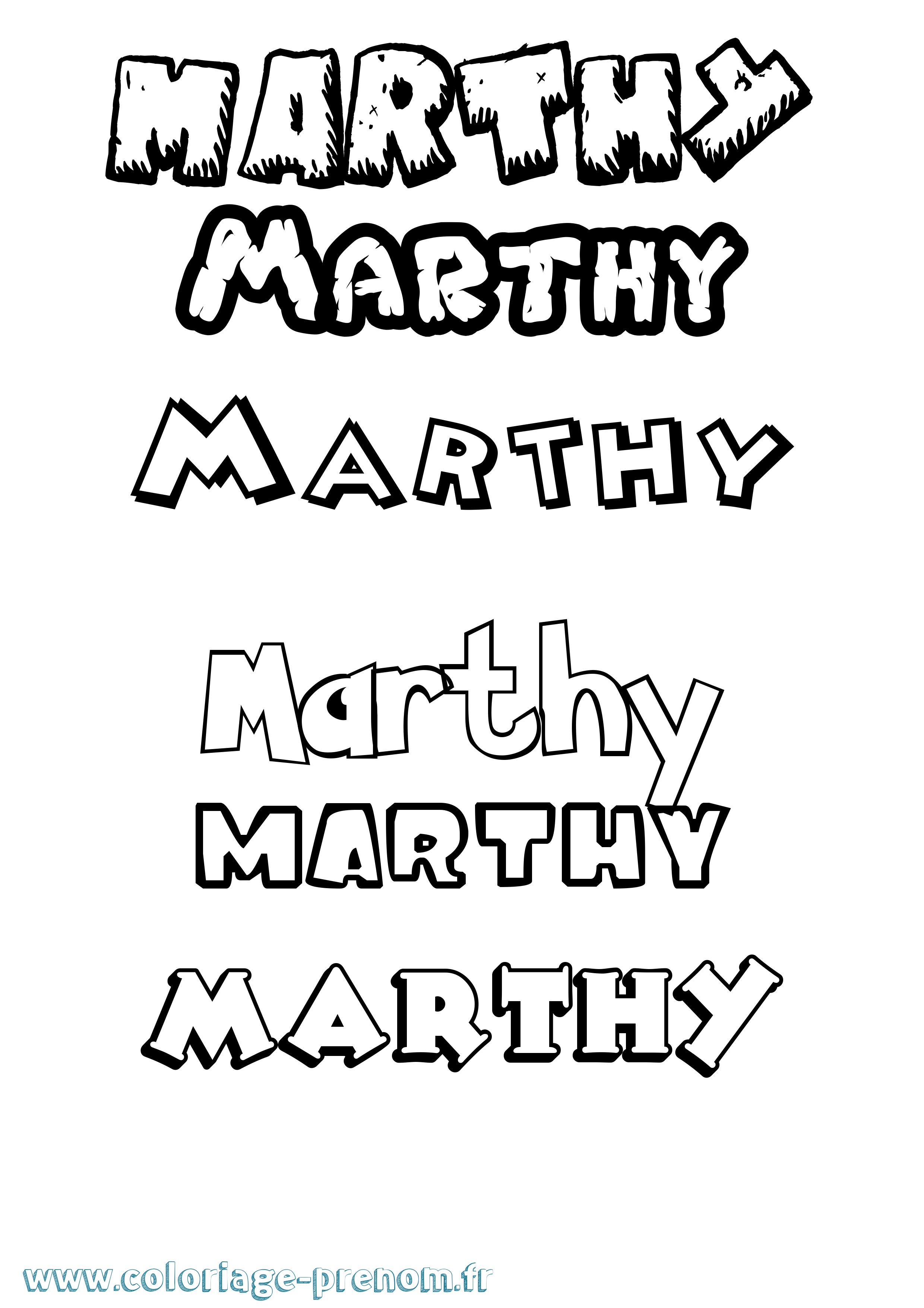Coloriage Marthy Dessin Animé Coloriage prénom Marthy Dessin Animé
