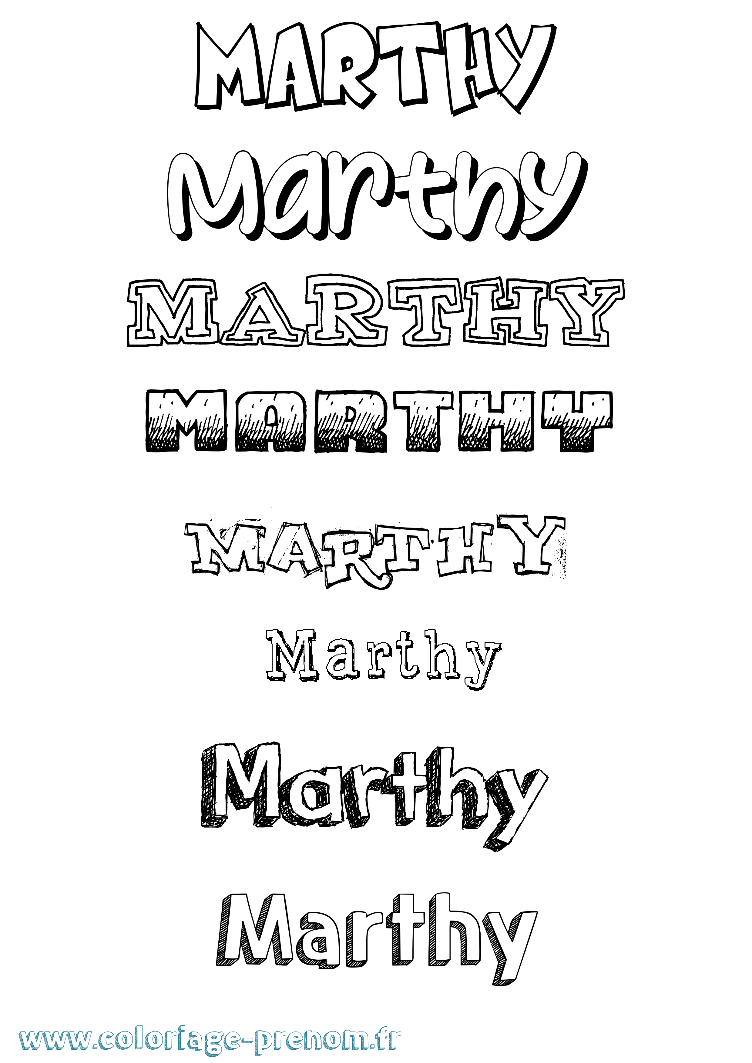 Coloriage Marthy Dessiné Coloriage prénom Marthy Dessiné