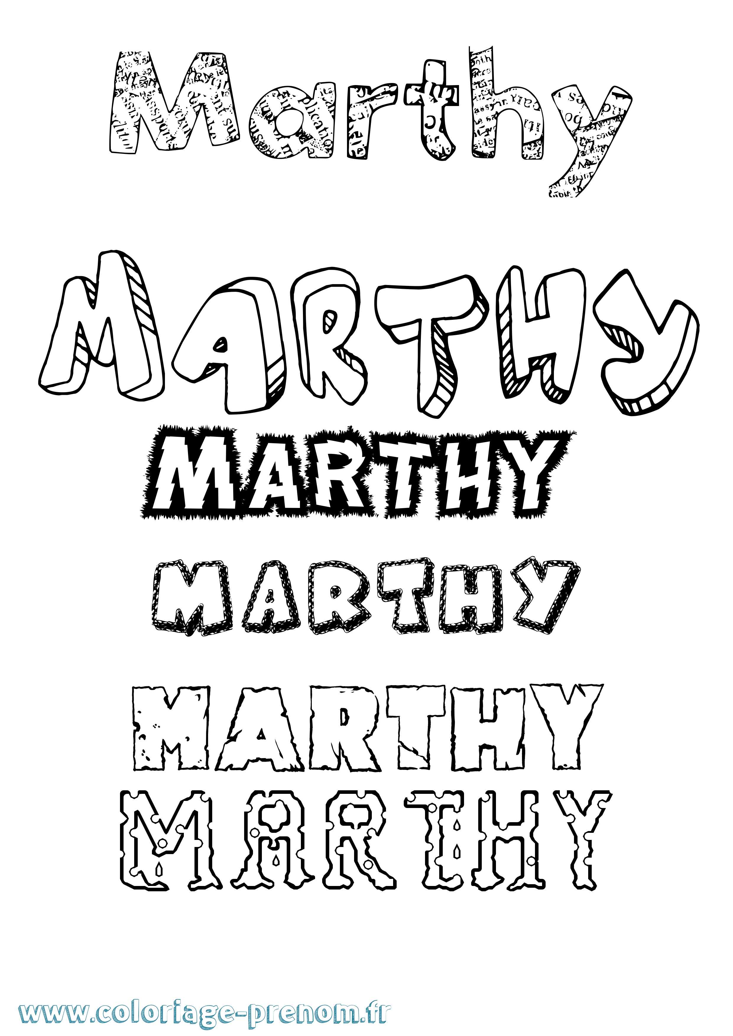 Coloriage Marthy Destructuré Coloriage prénom Marthy Destructuré