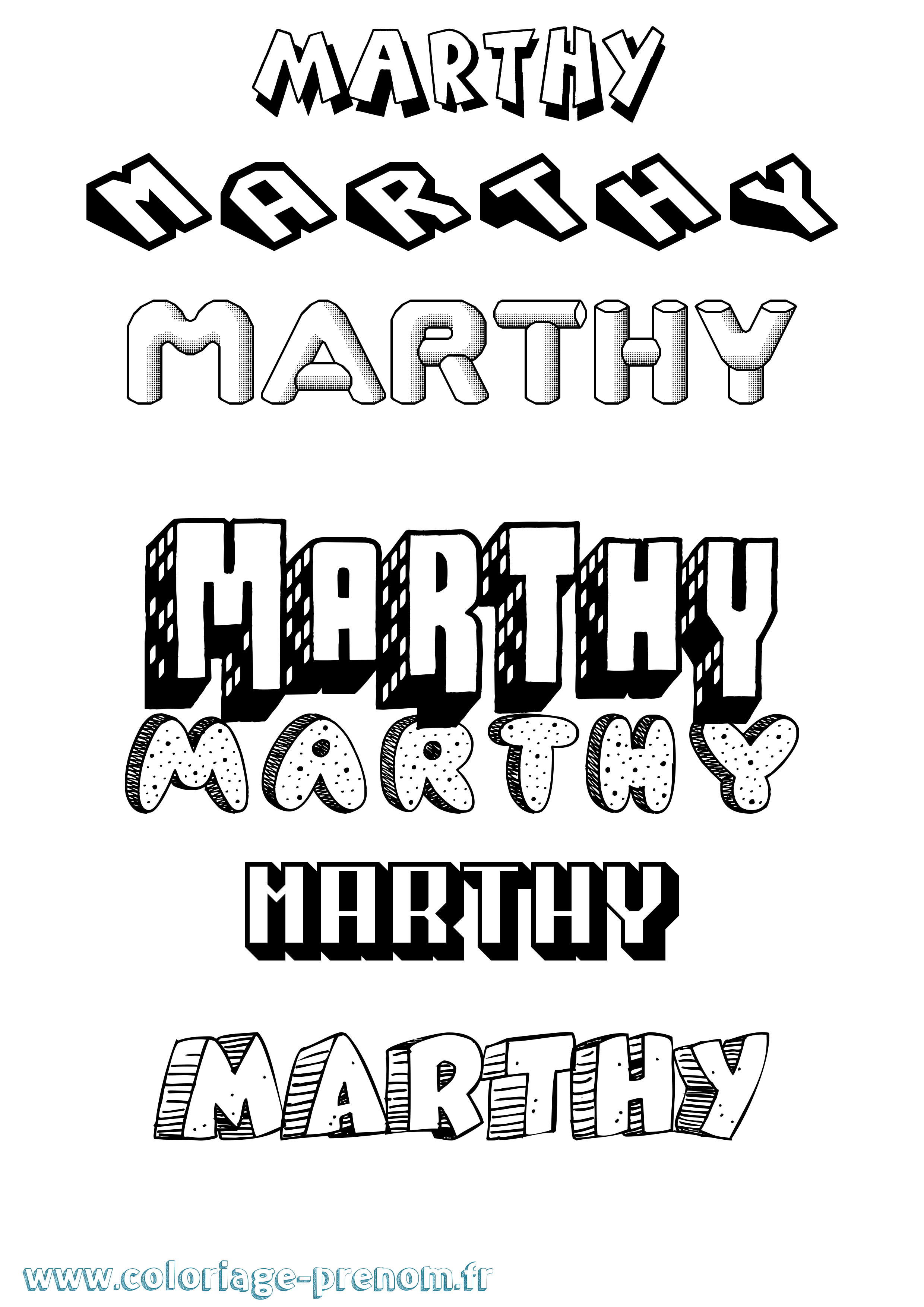 Coloriage Marthy Effet 3D Coloriage prénom Marthy Effet 3D