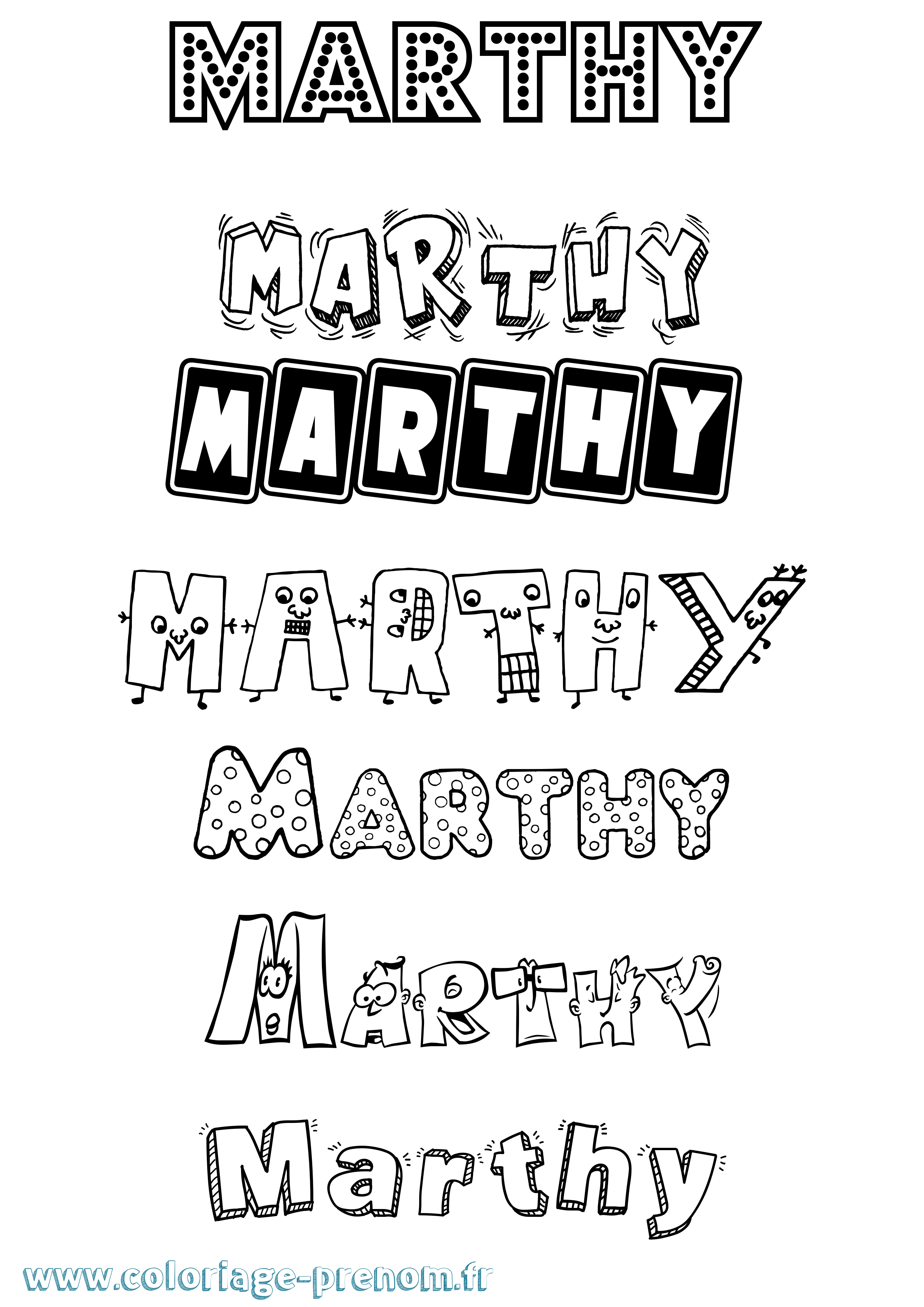 Coloriage prénom Marthy Fun