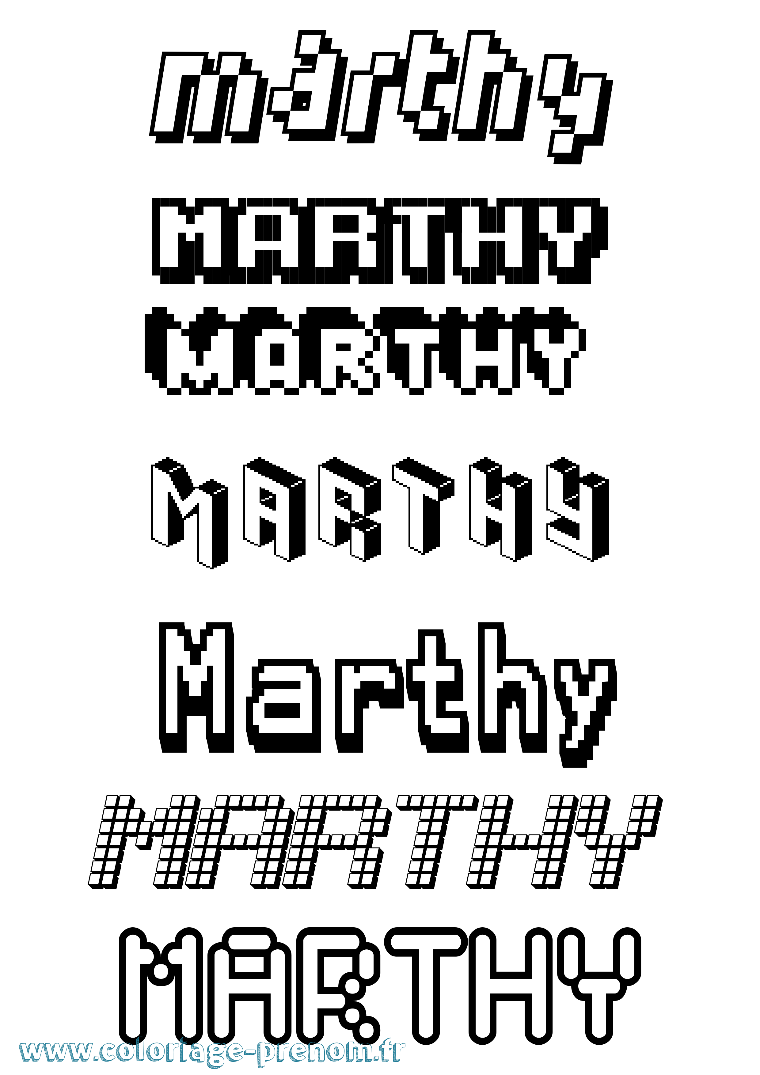 Coloriage prénom Marthy Pixel