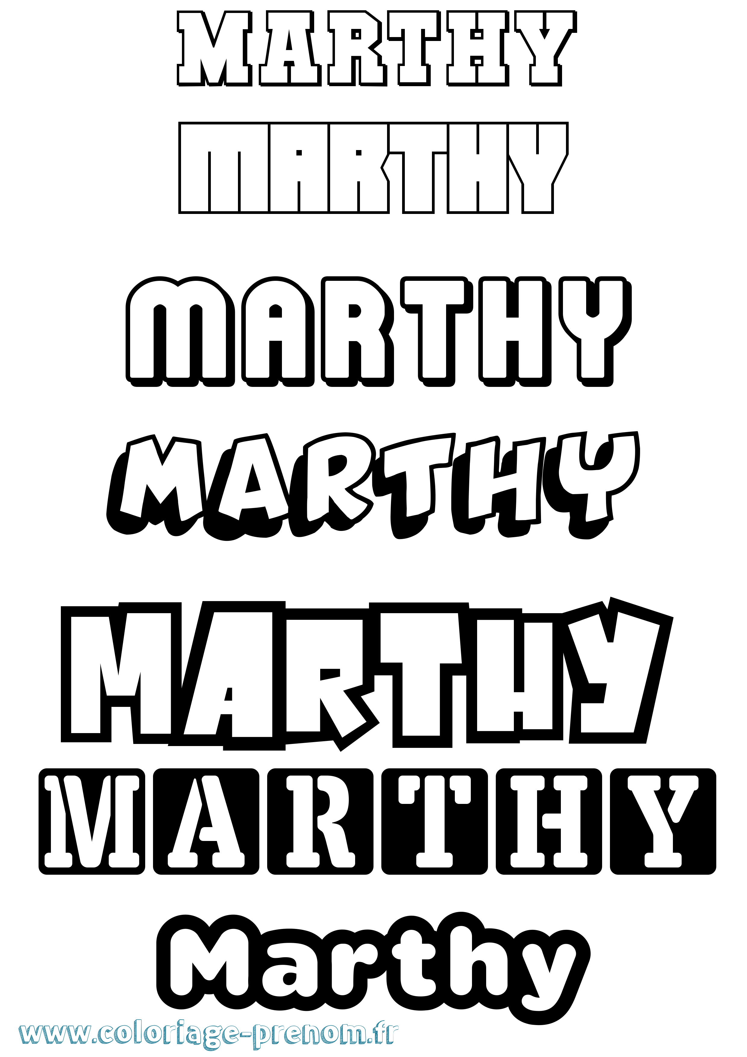 Coloriage Marthy Simple Coloriage prénom Marthy Simple