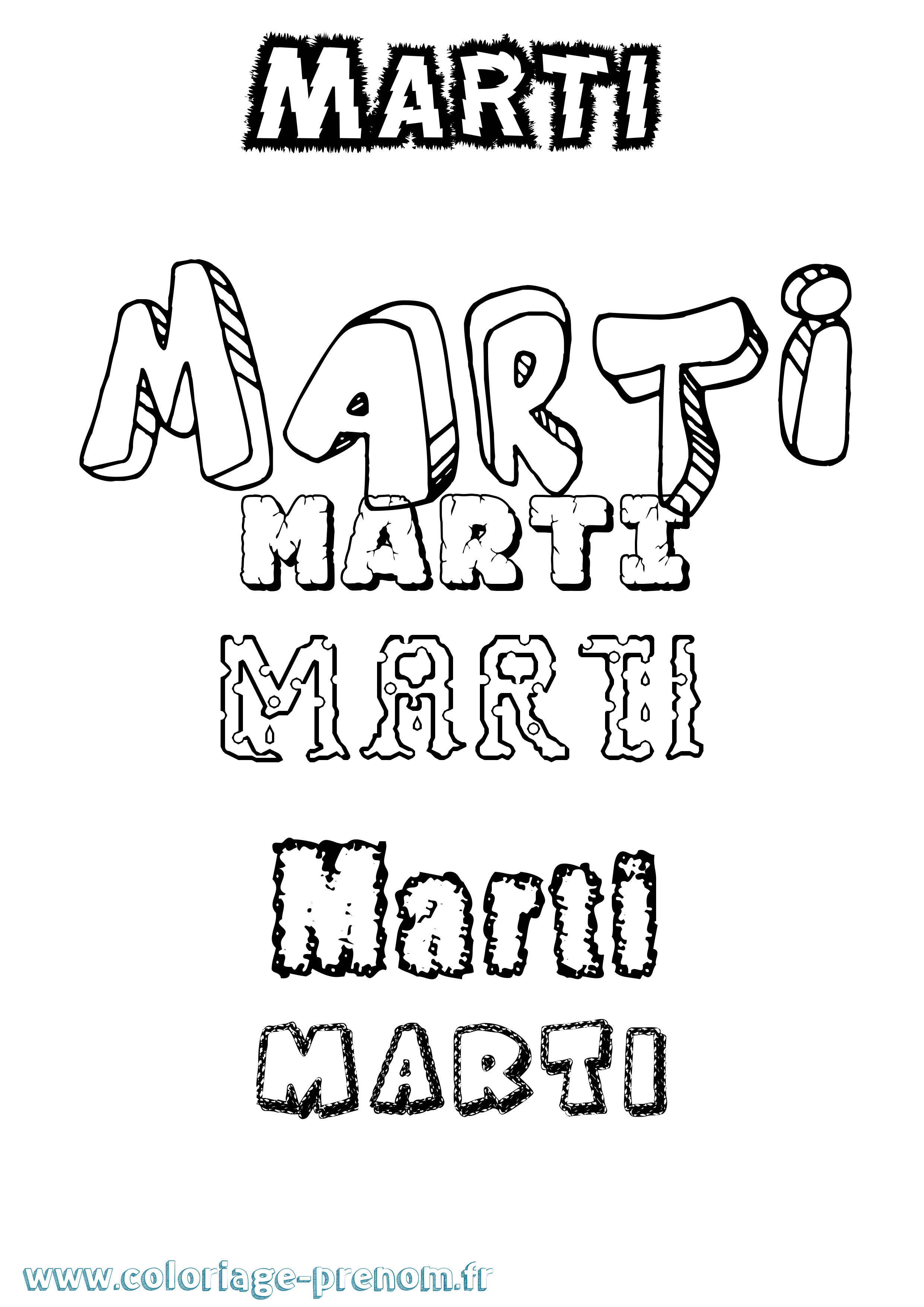 Coloriage prénom Marti Destructuré