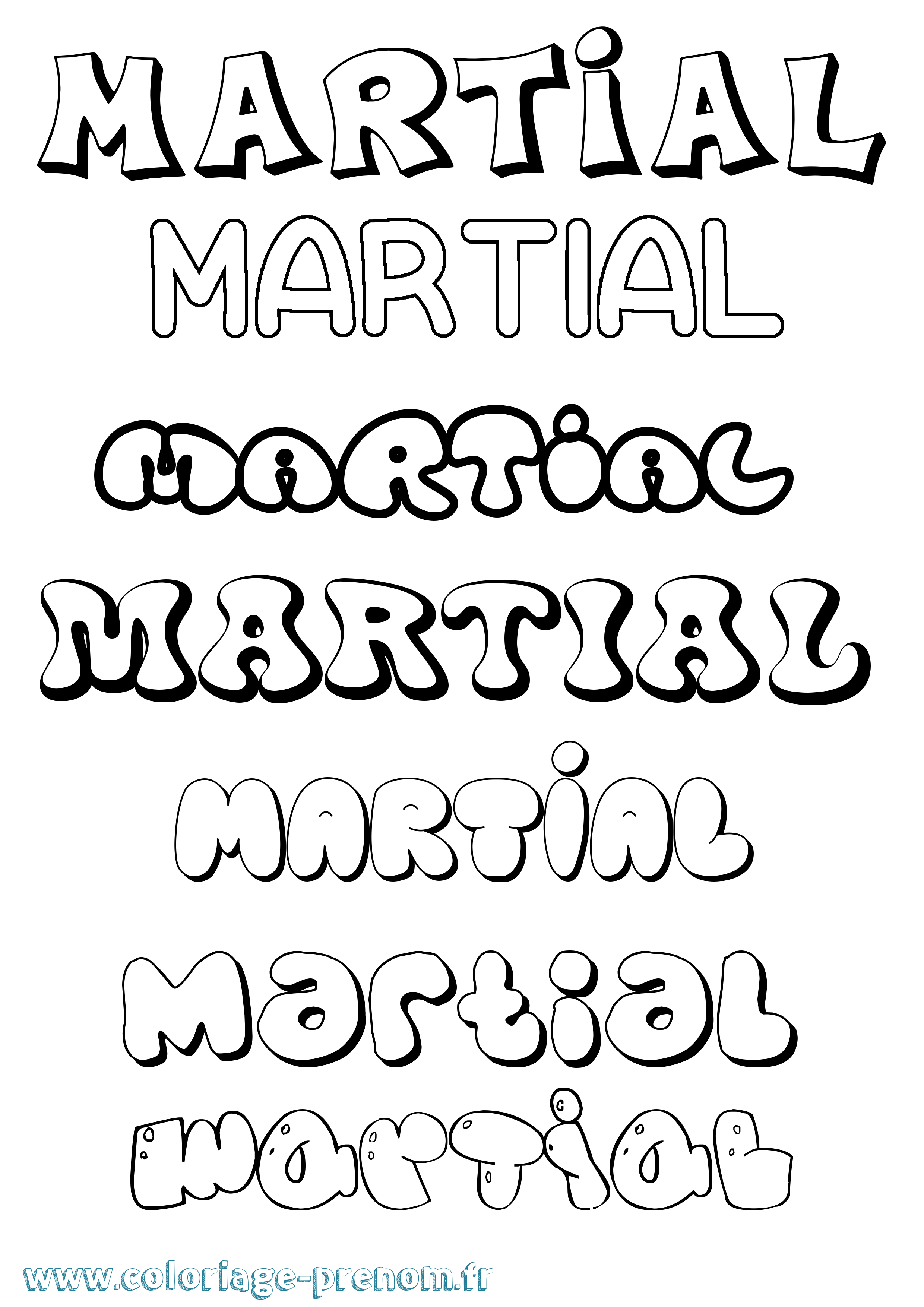 Coloriage prénom Martial Bubble