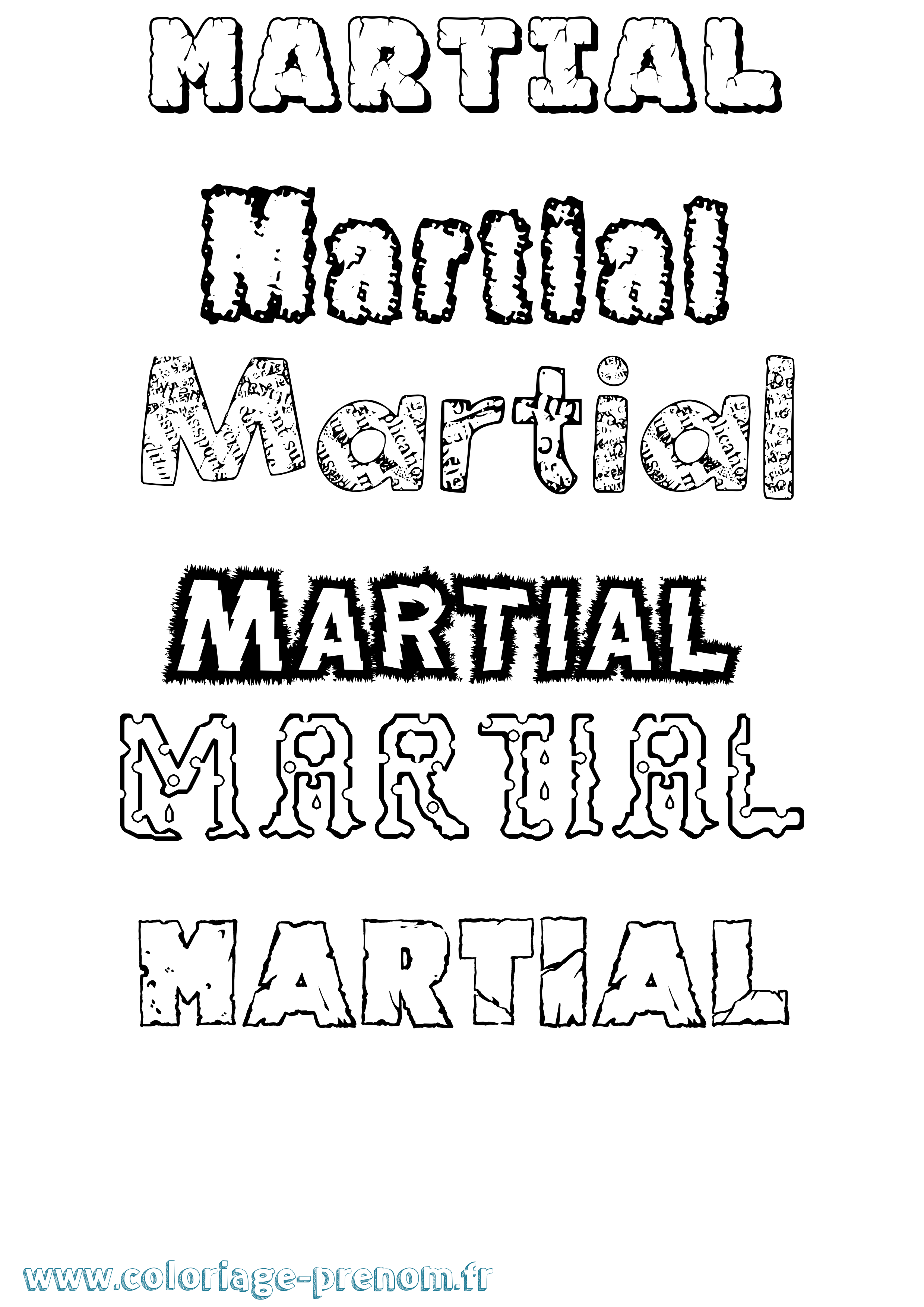 Coloriage prénom Martial Destructuré