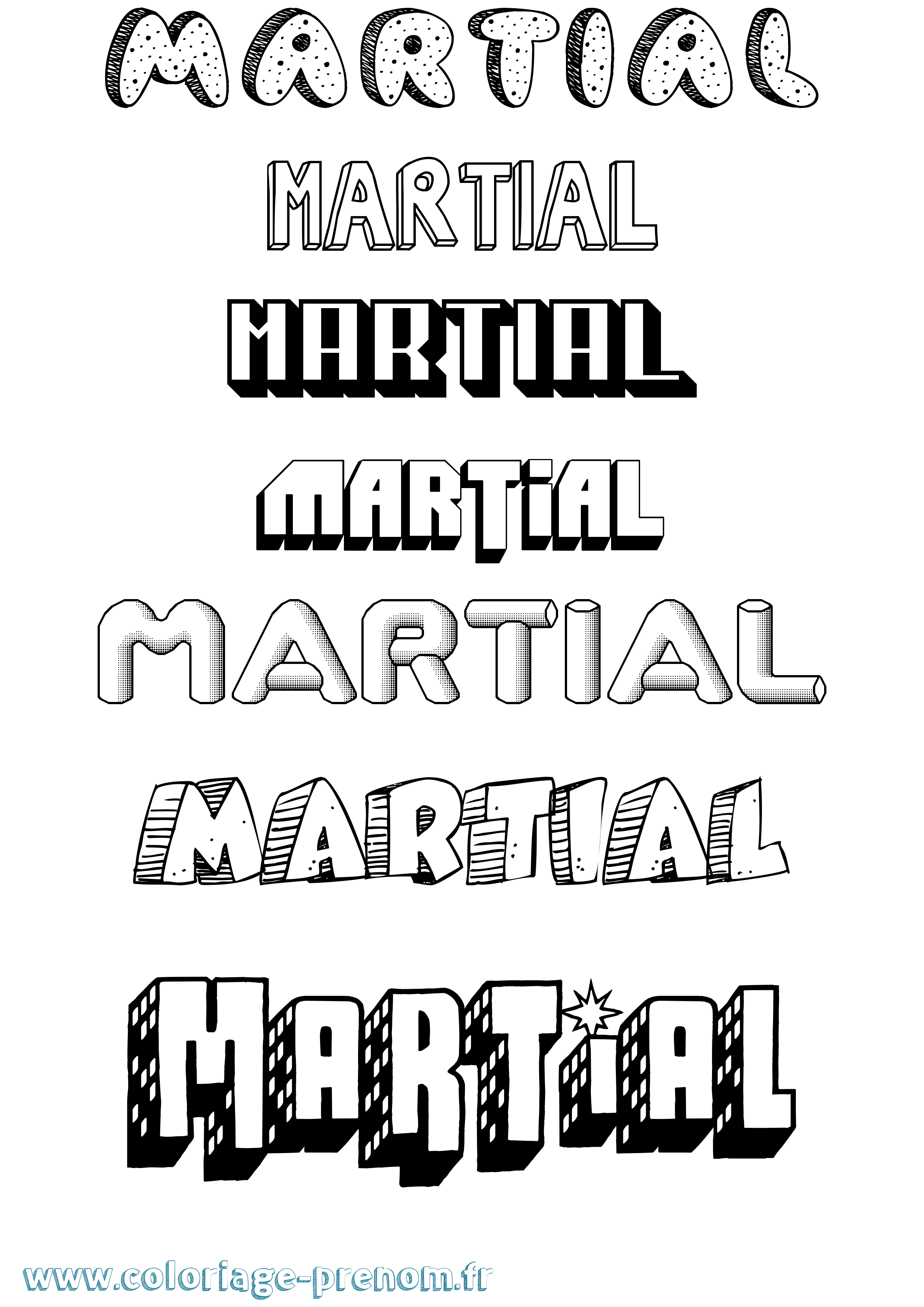 Coloriage prénom Martial Effet 3D