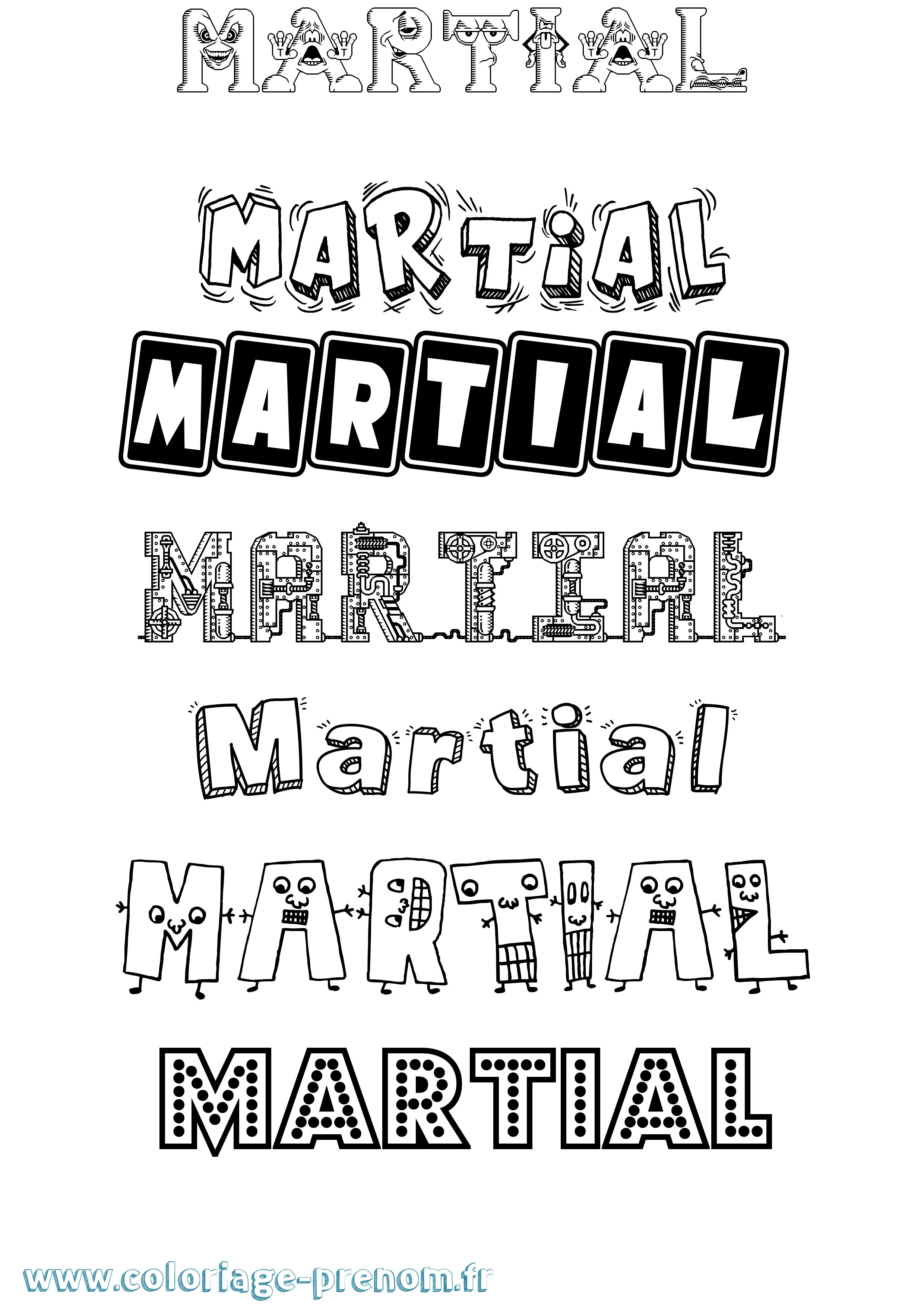 Coloriage prénom Martial Fun