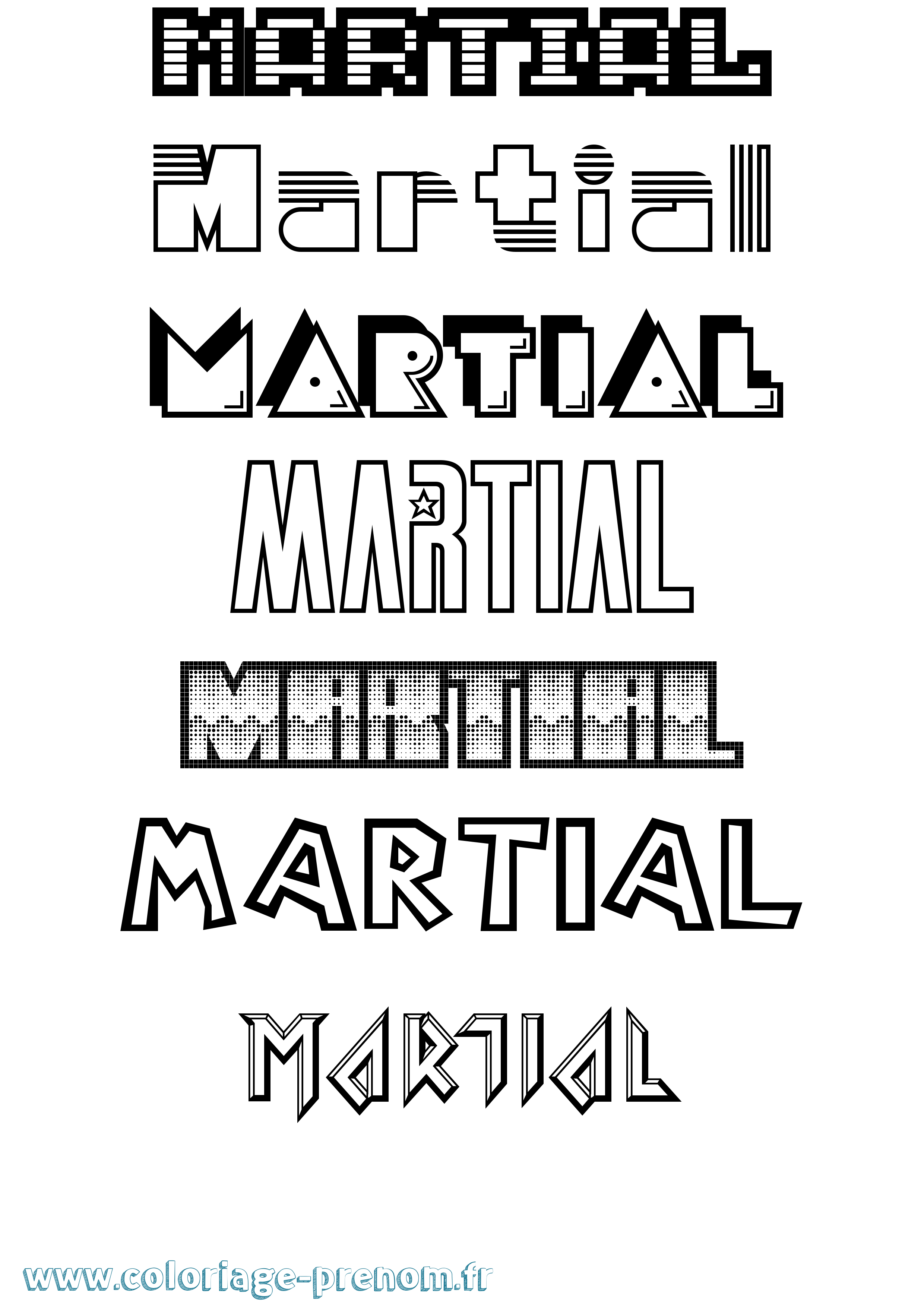 Coloriage prénom Martial Jeux Vidéos