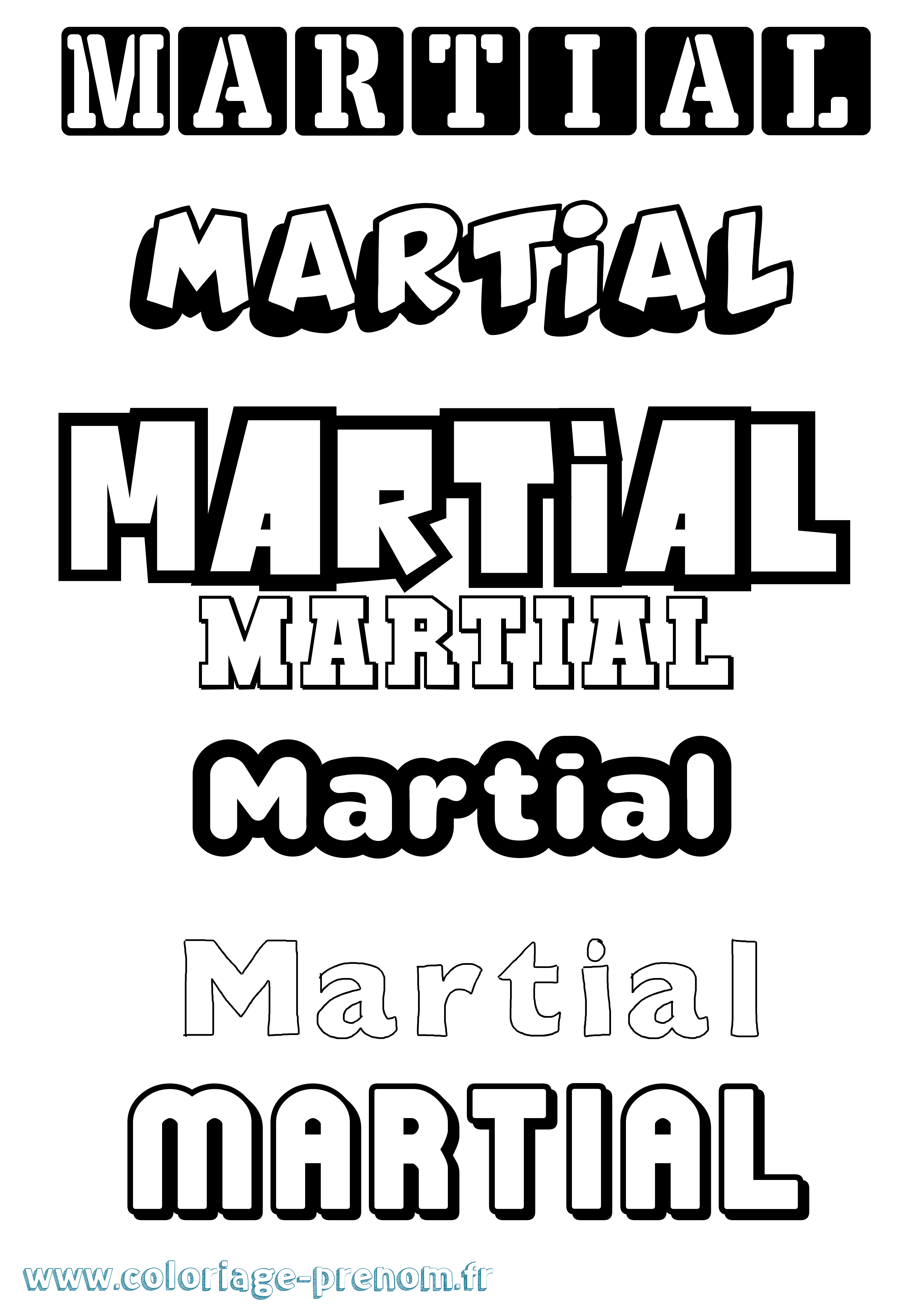 Coloriage prénom Martial Simple