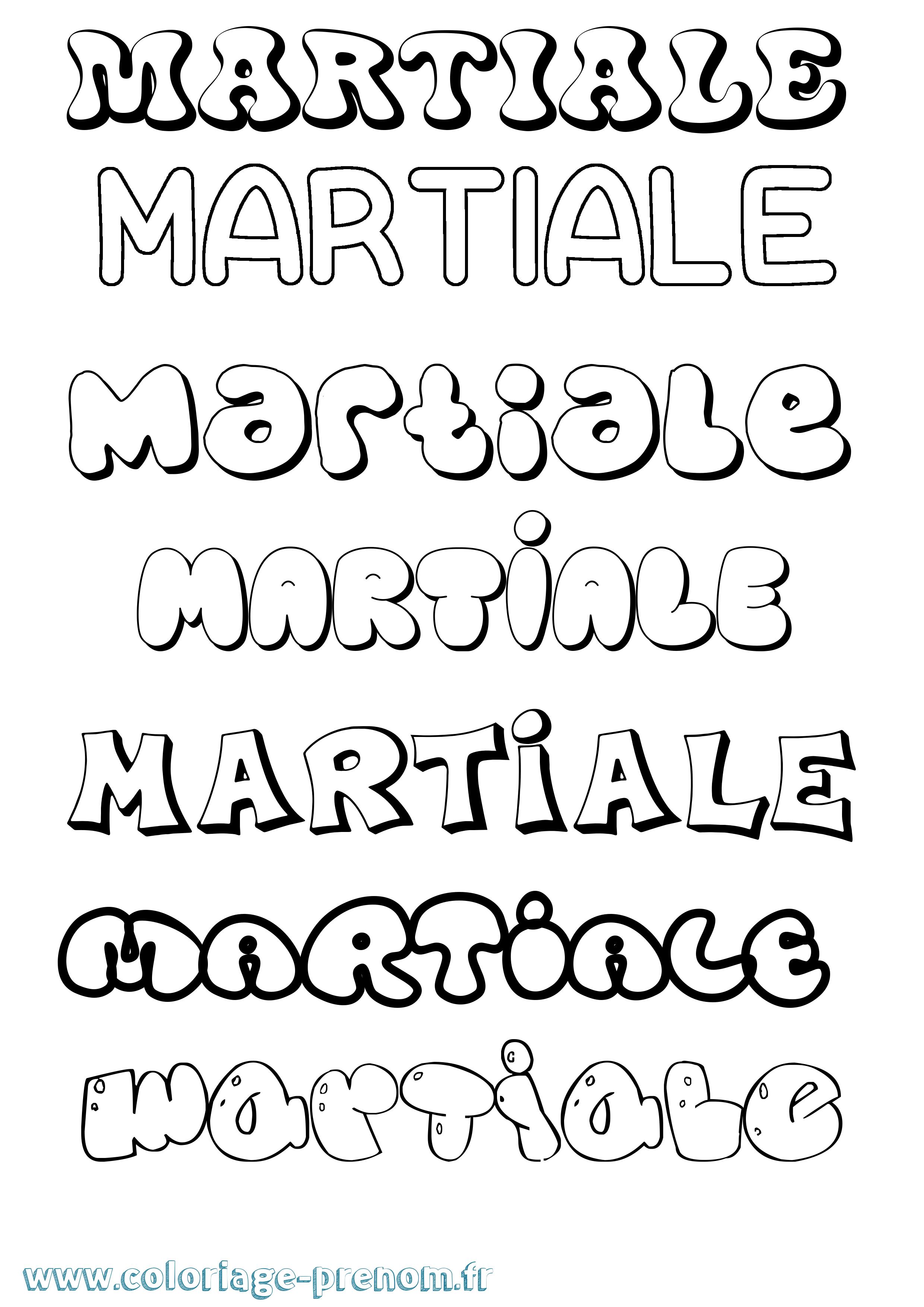 Coloriage prénom Martiale Bubble