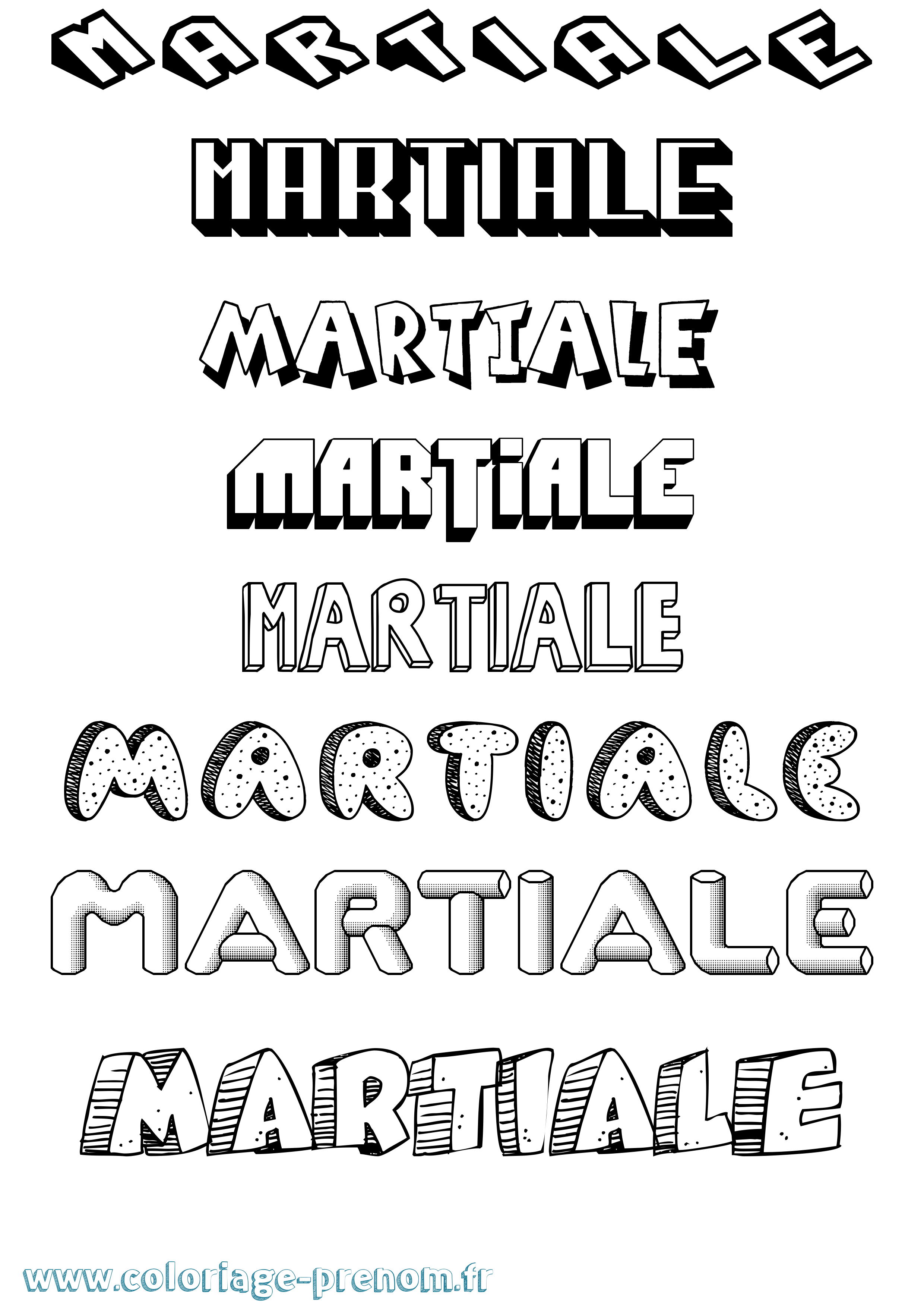 Coloriage prénom Martiale Effet 3D