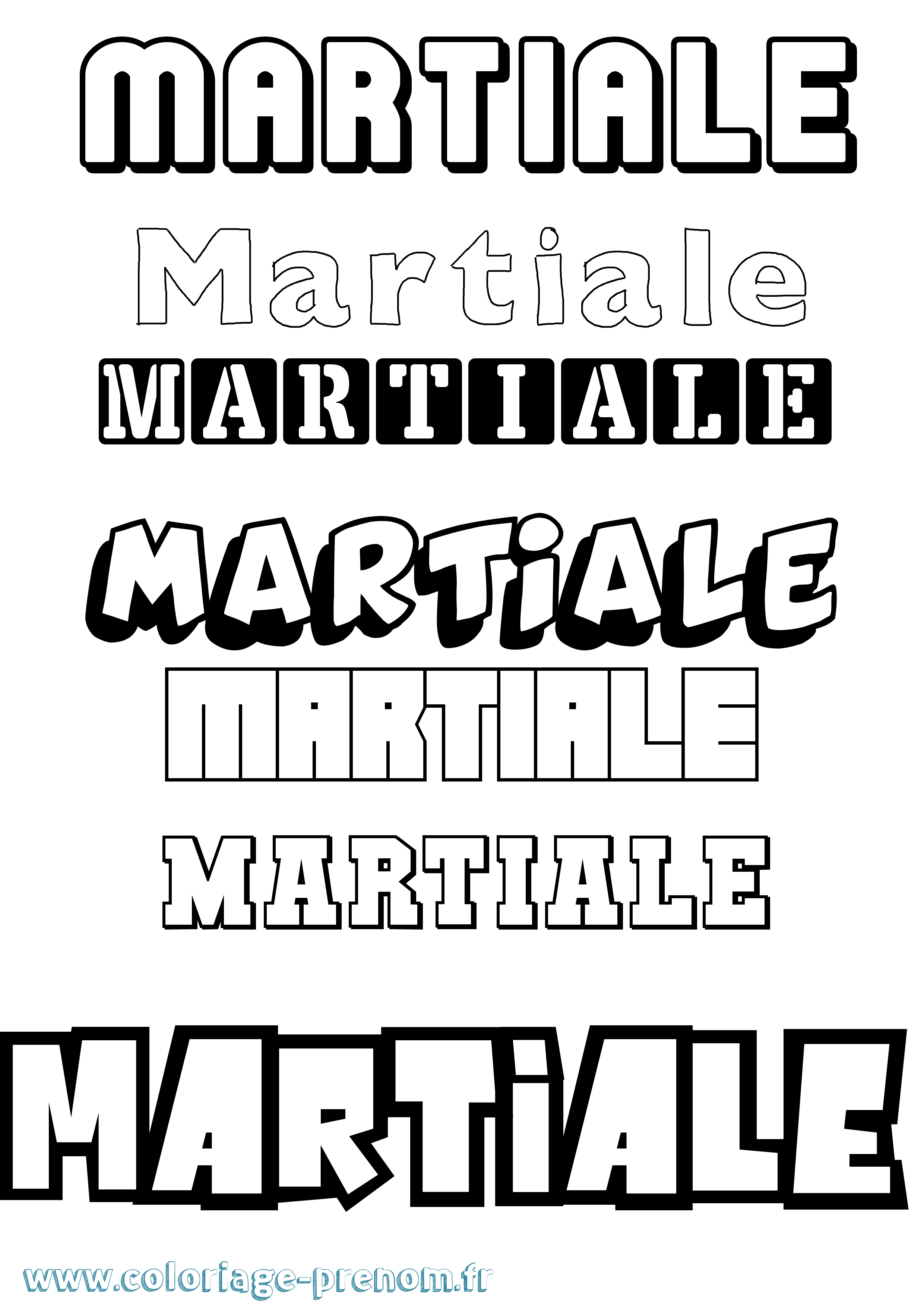 Coloriage prénom Martiale Simple