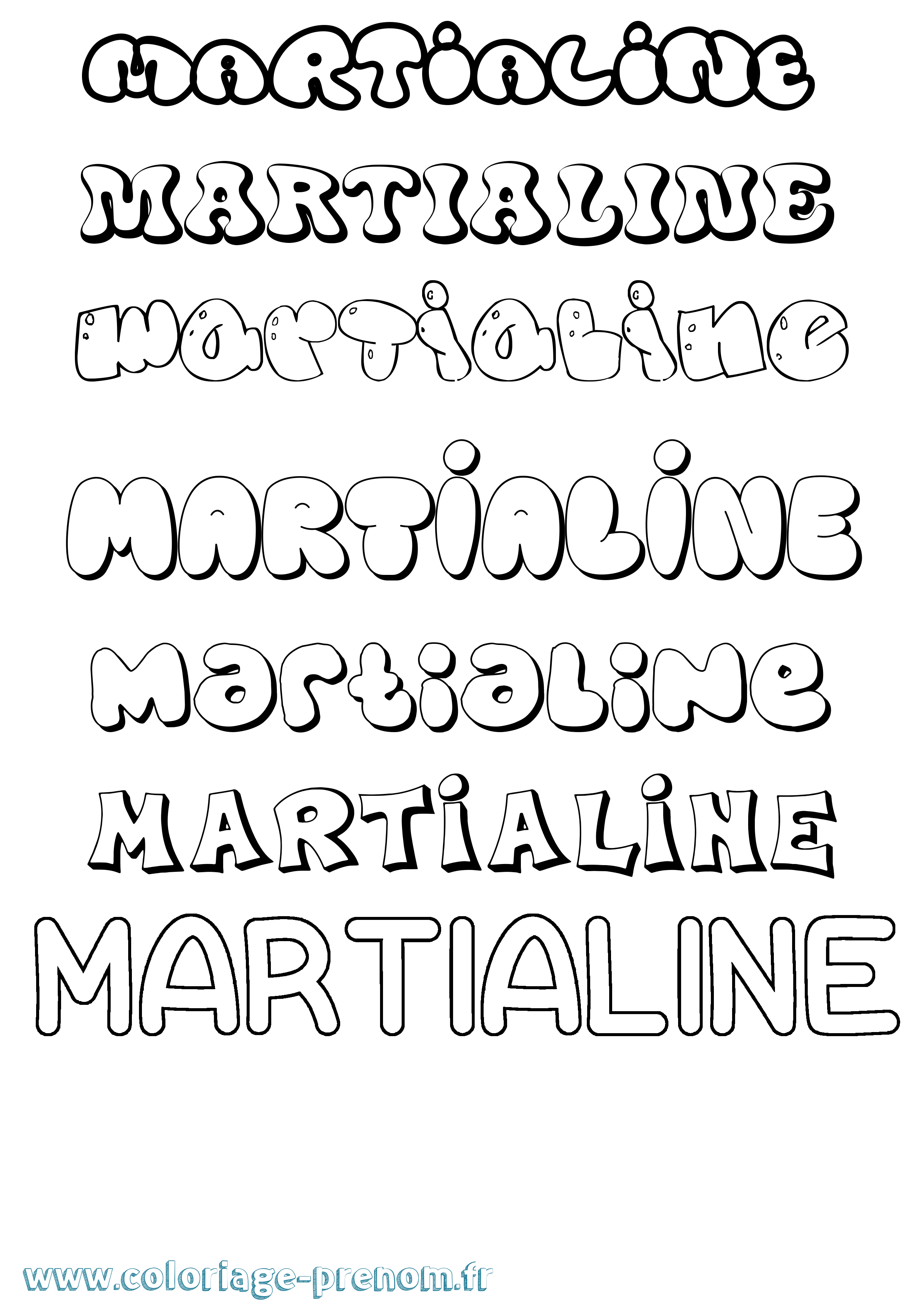 Coloriage prénom Martialine Bubble
