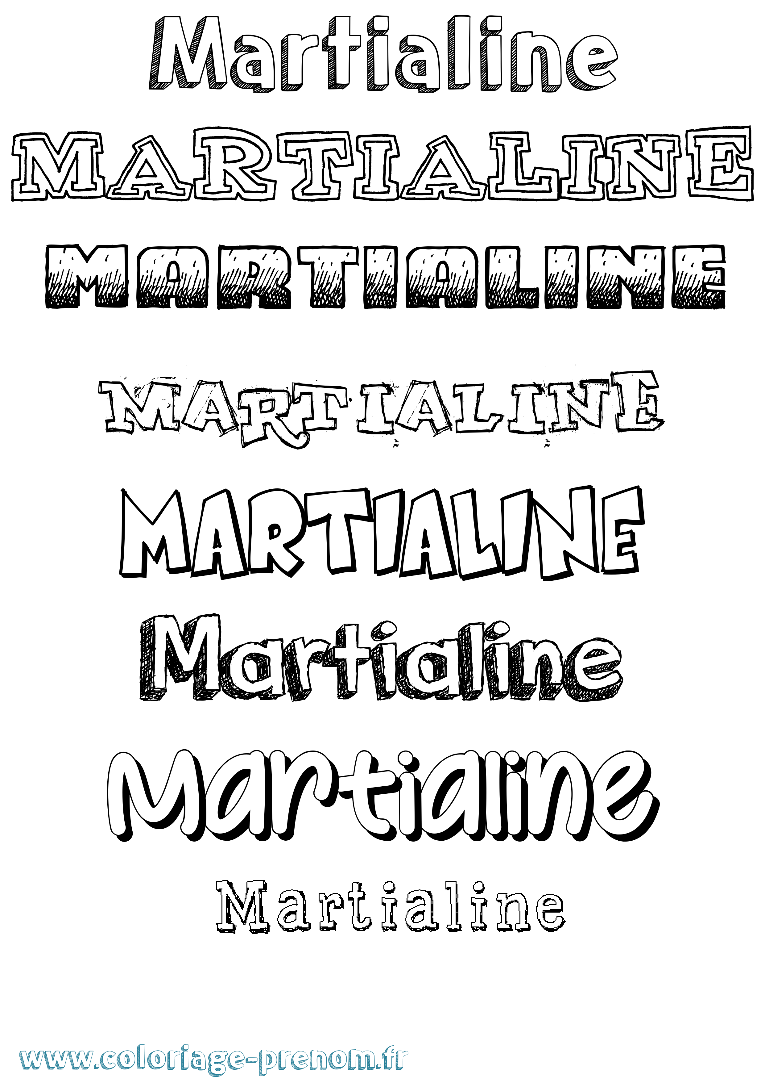 Coloriage prénom Martialine Dessiné