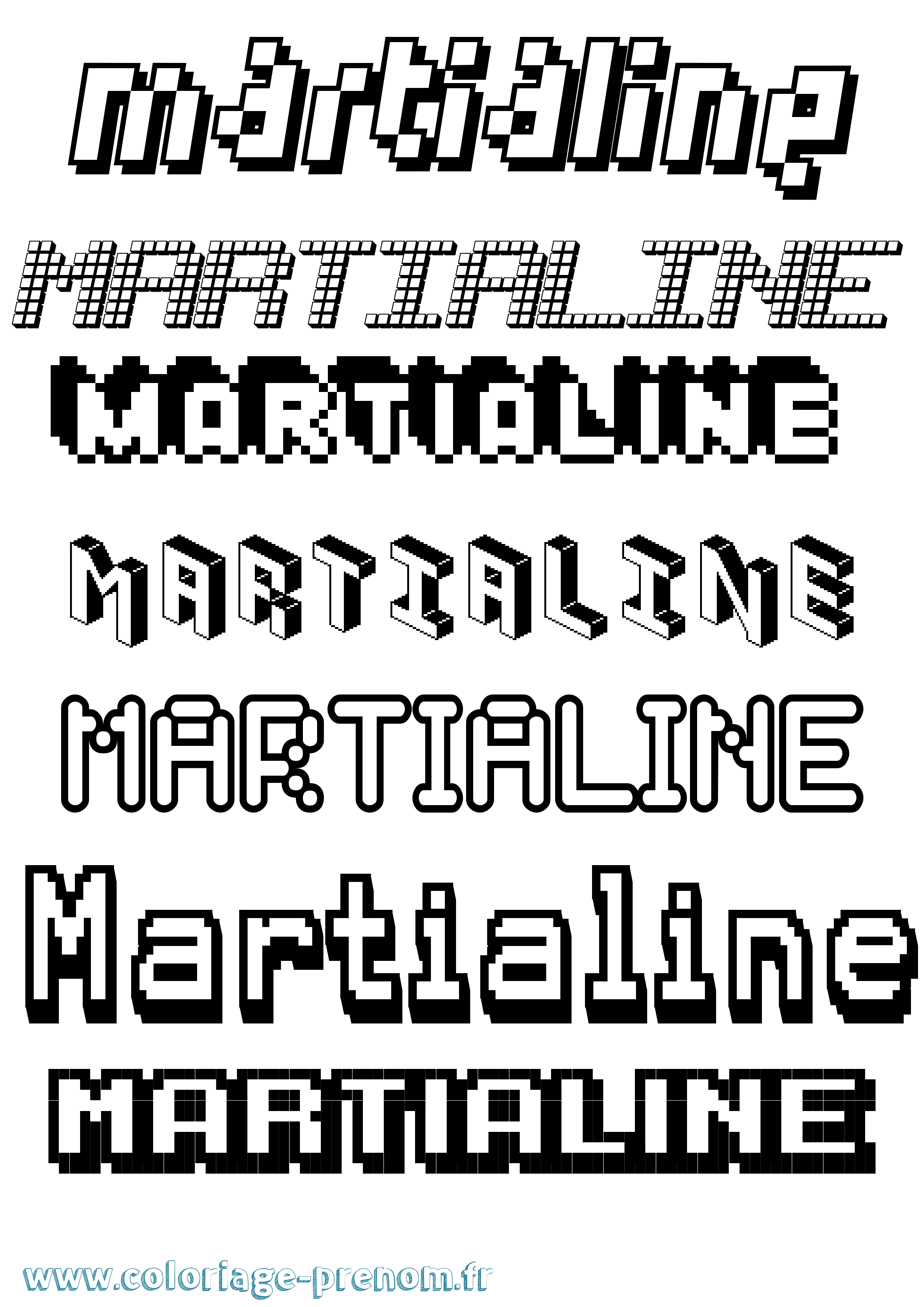 Coloriage prénom Martialine Pixel