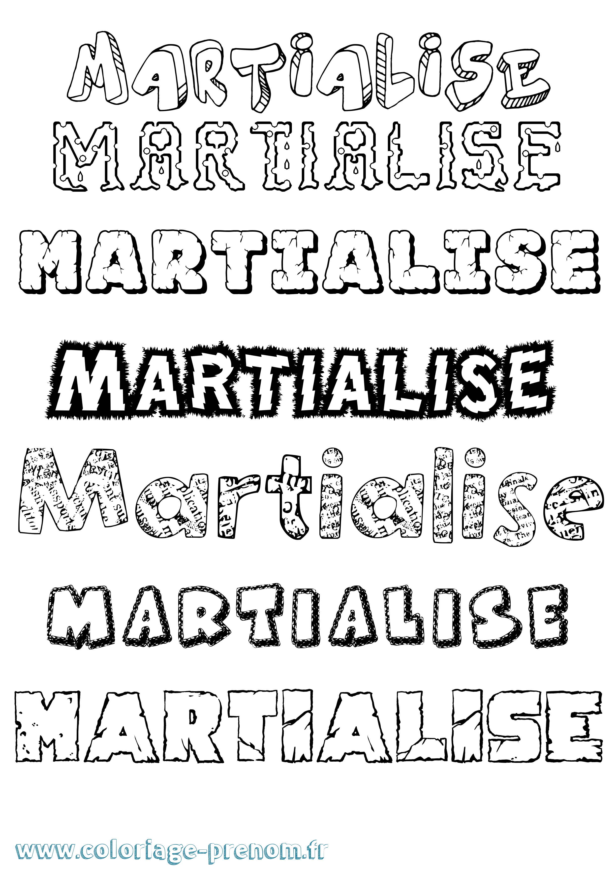 Coloriage prénom Martialise Destructuré