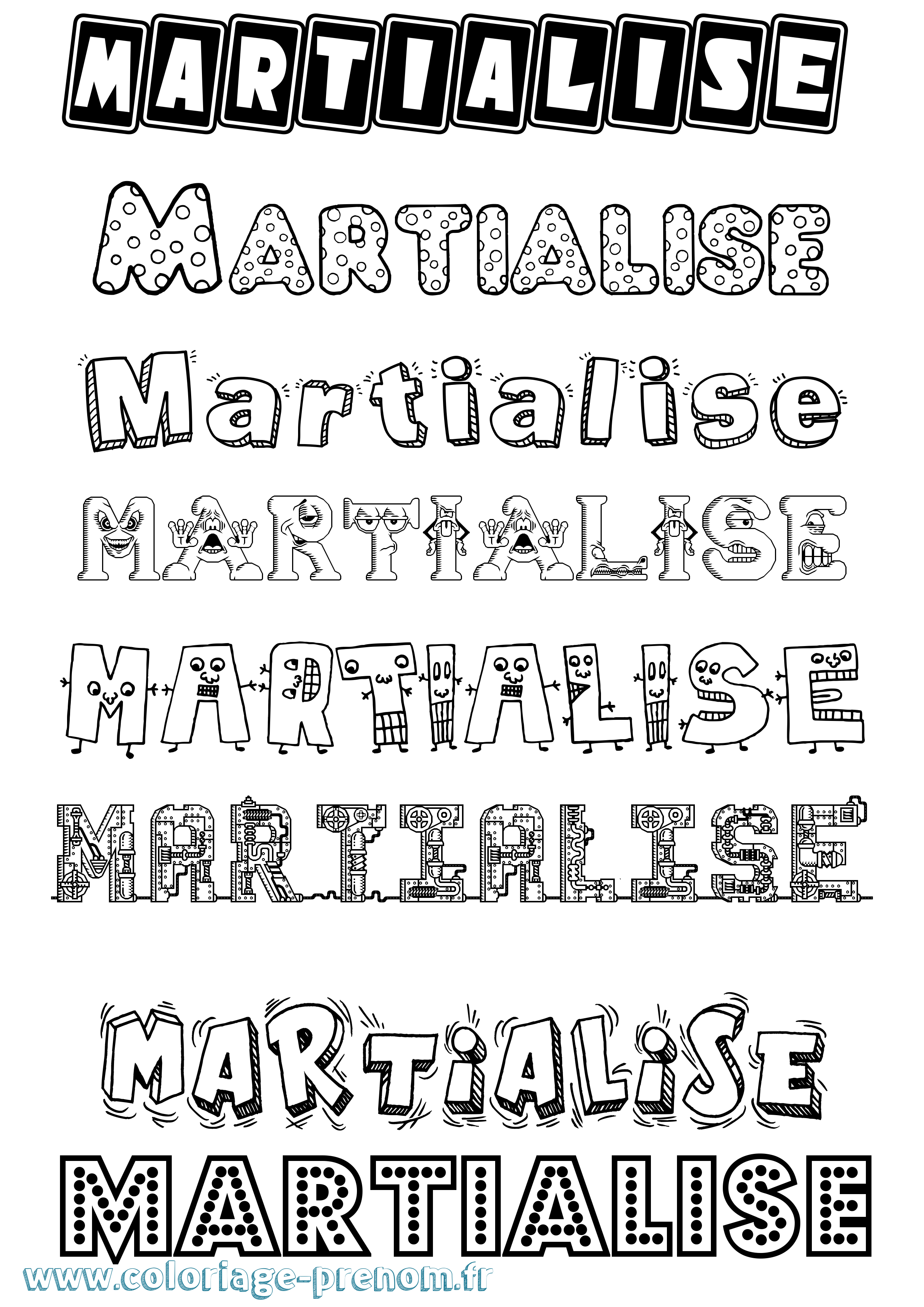 Coloriage prénom Martialise Fun