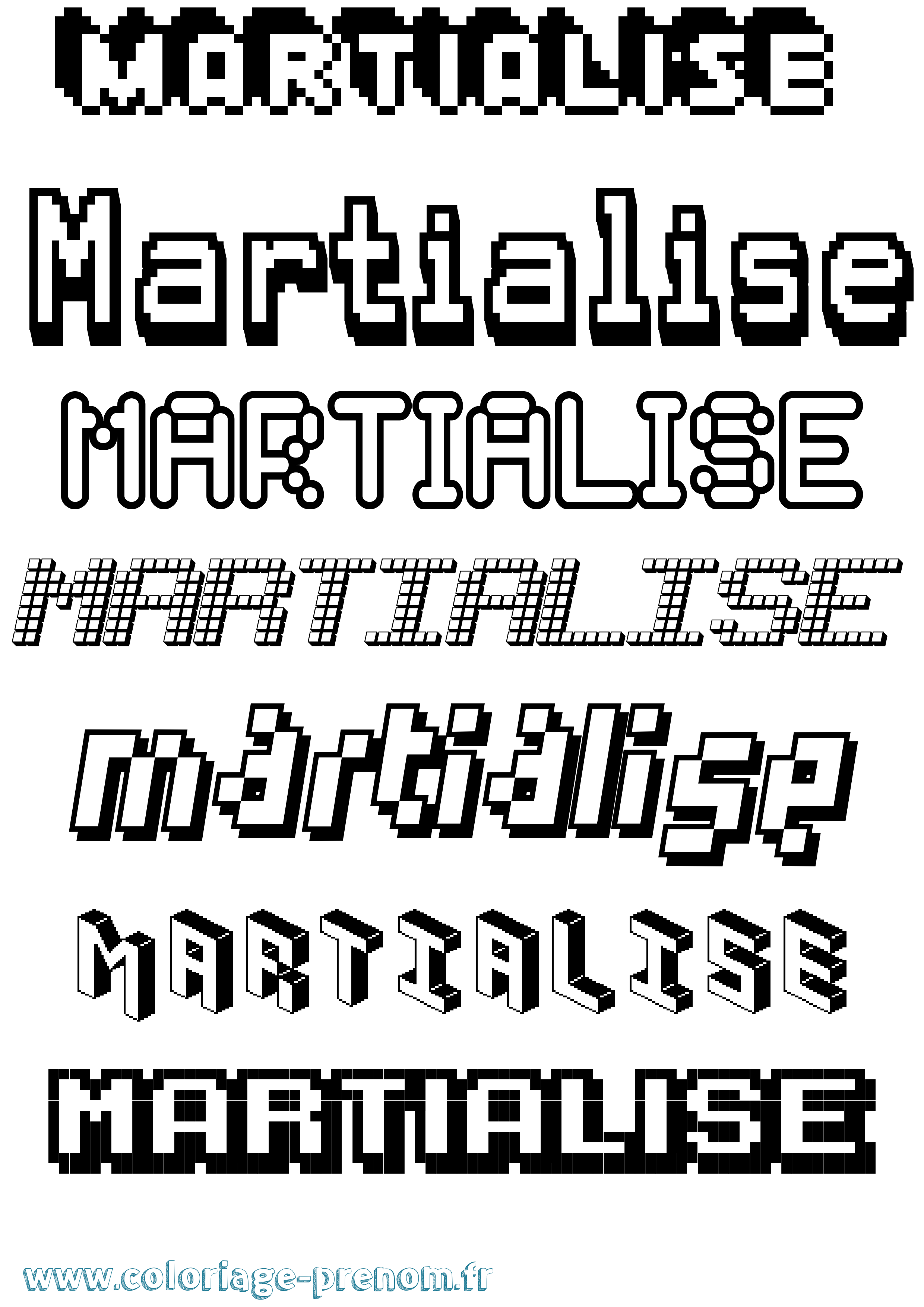Coloriage prénom Martialise Pixel