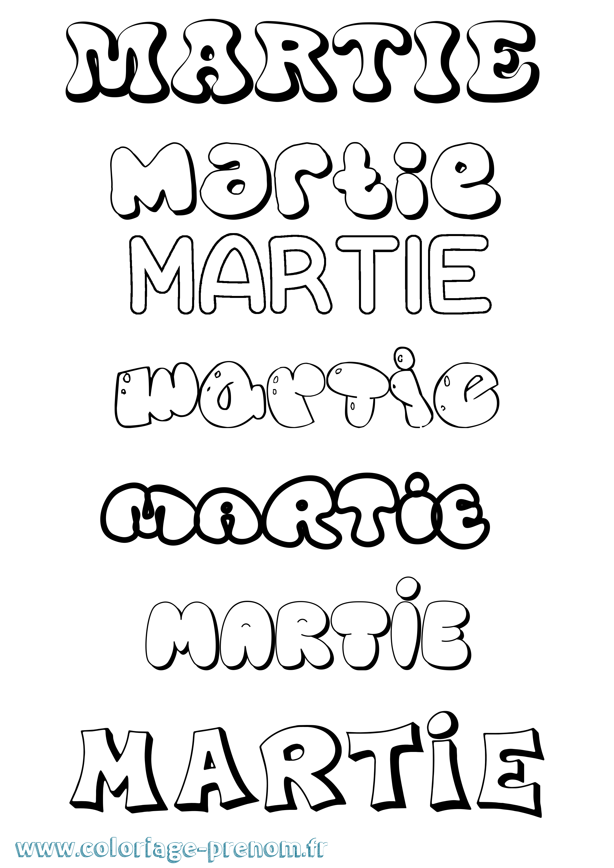 Coloriage Martie Bubble Coloriage prénom Martie Bubble
