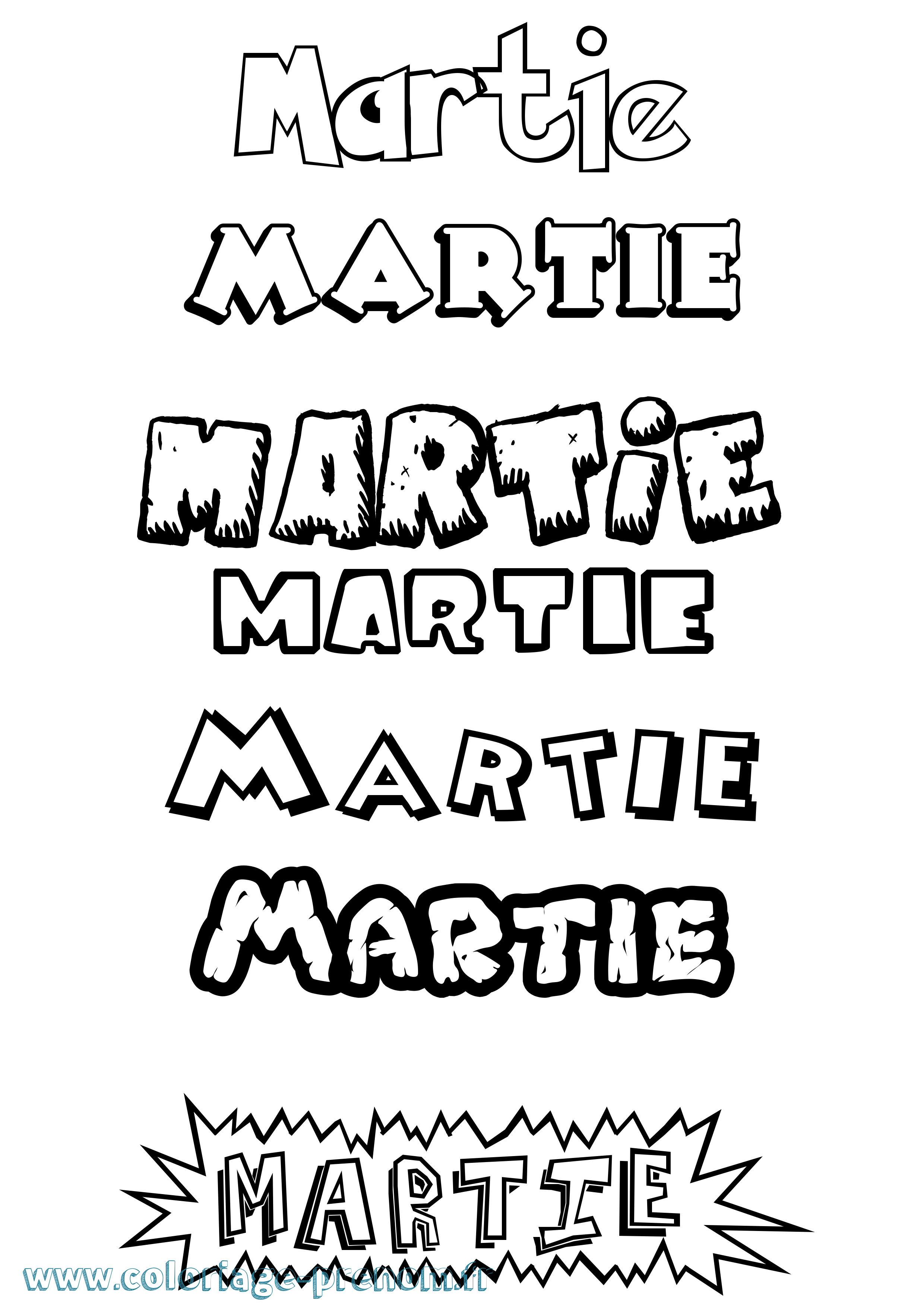 Coloriage Martie Dessin Animé Coloriage prénom Martie Dessin Animé