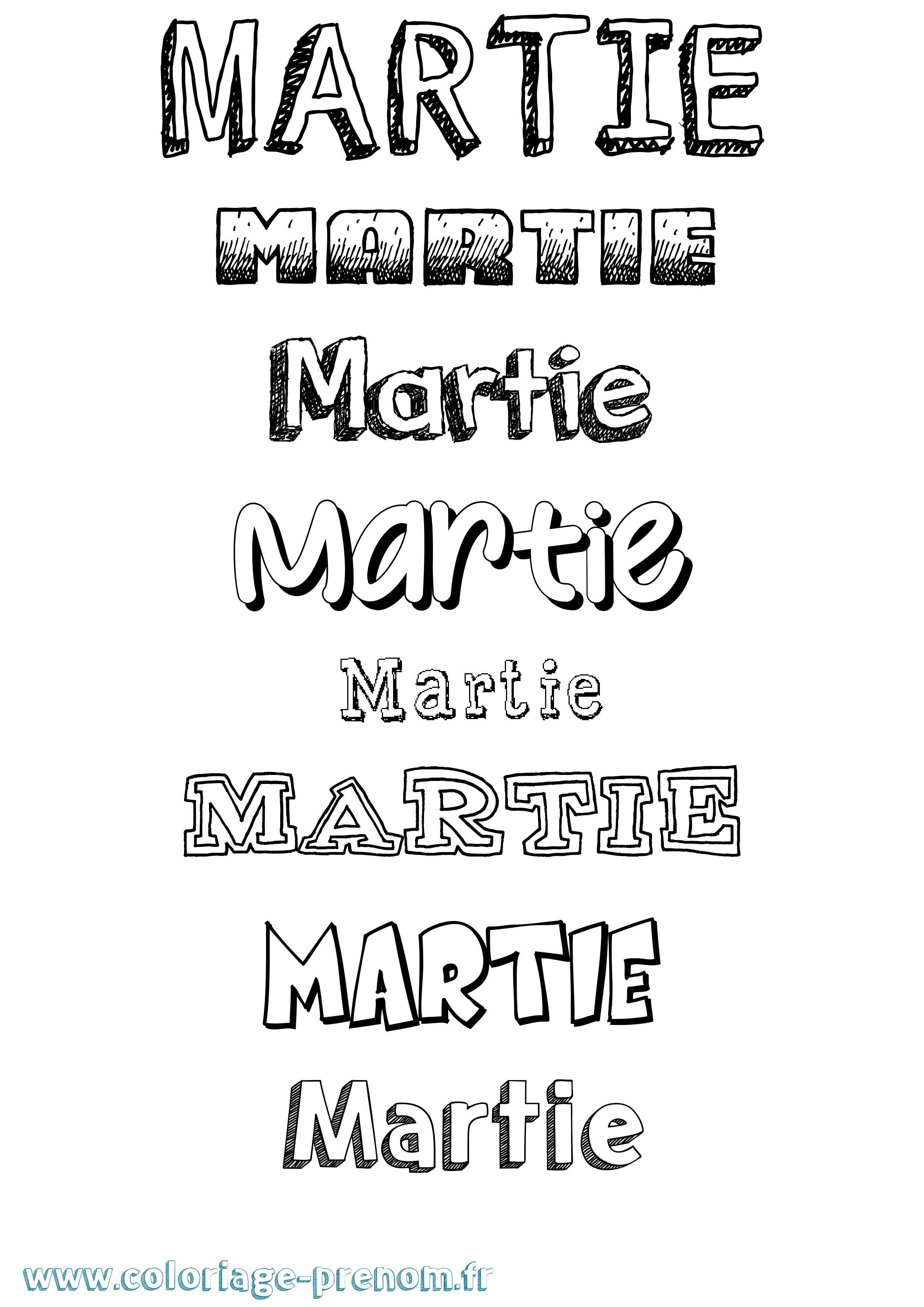 Coloriage prénom Martie Dessiné