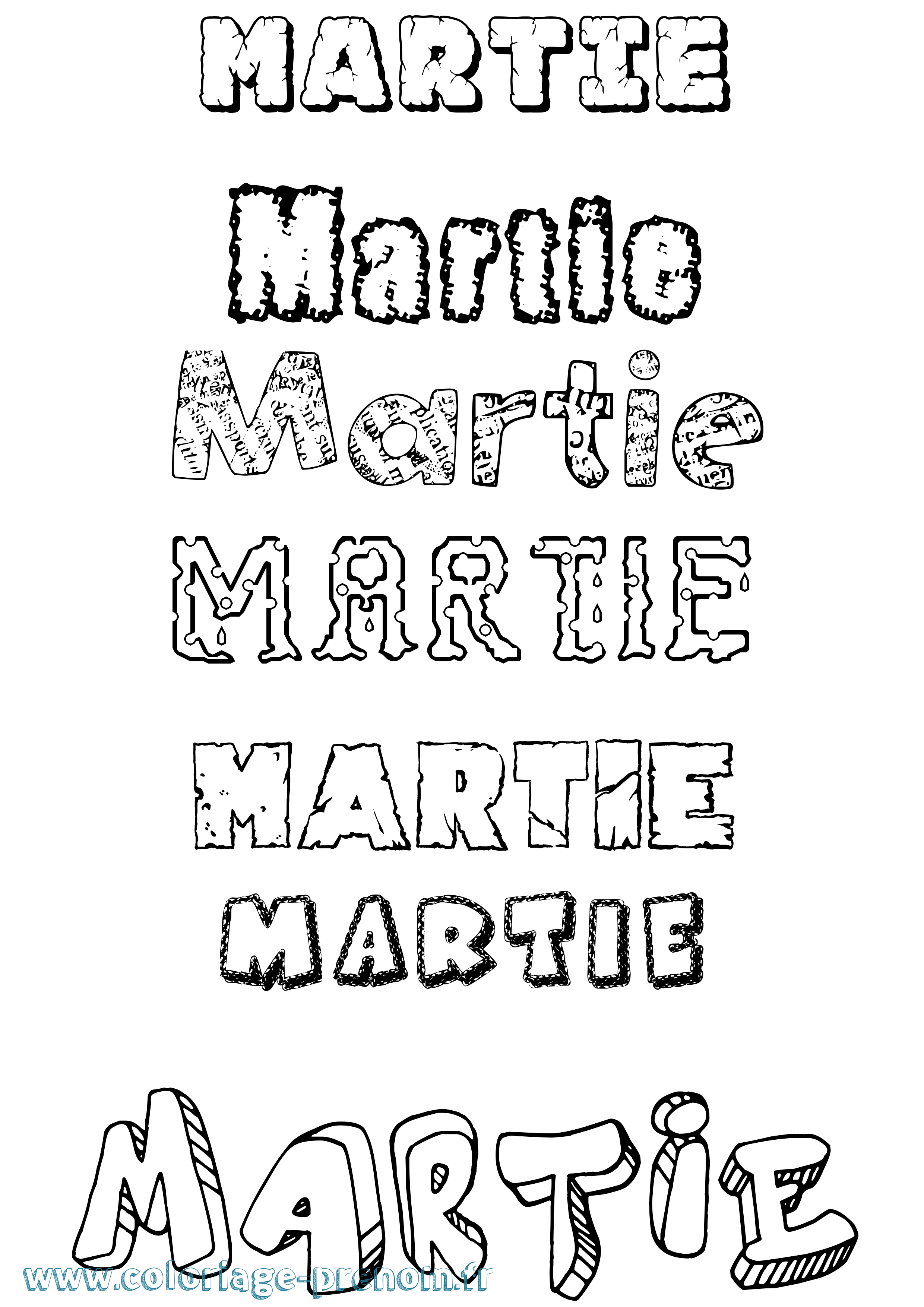 Coloriage Martie Destructuré Coloriage prénom Martie Destructuré